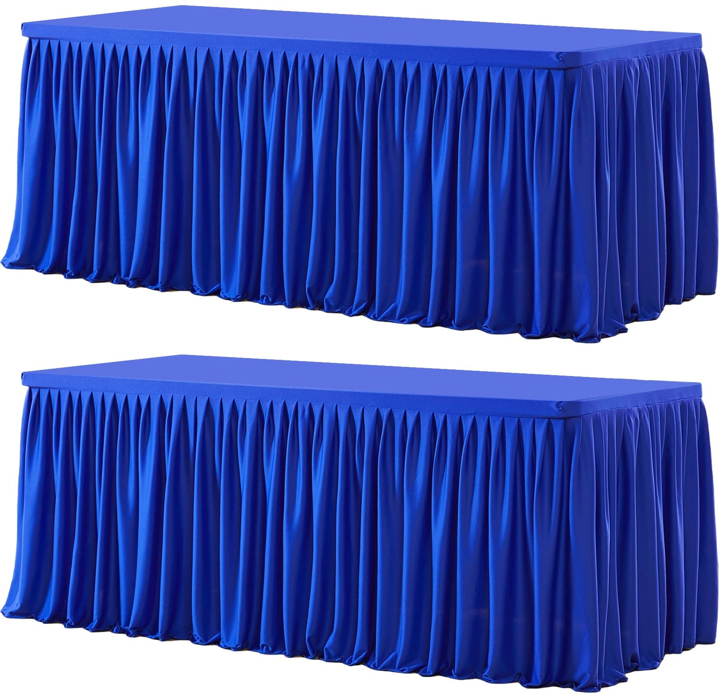 Wish Care 2 Pack Royal Blue Rectangle Table Clothes for 6 Foot Tables, Polyester Fitted Tablecloths 6t Stretch Table Cover for Wedding, Birthday, Parties, Trade Show, Craft Show