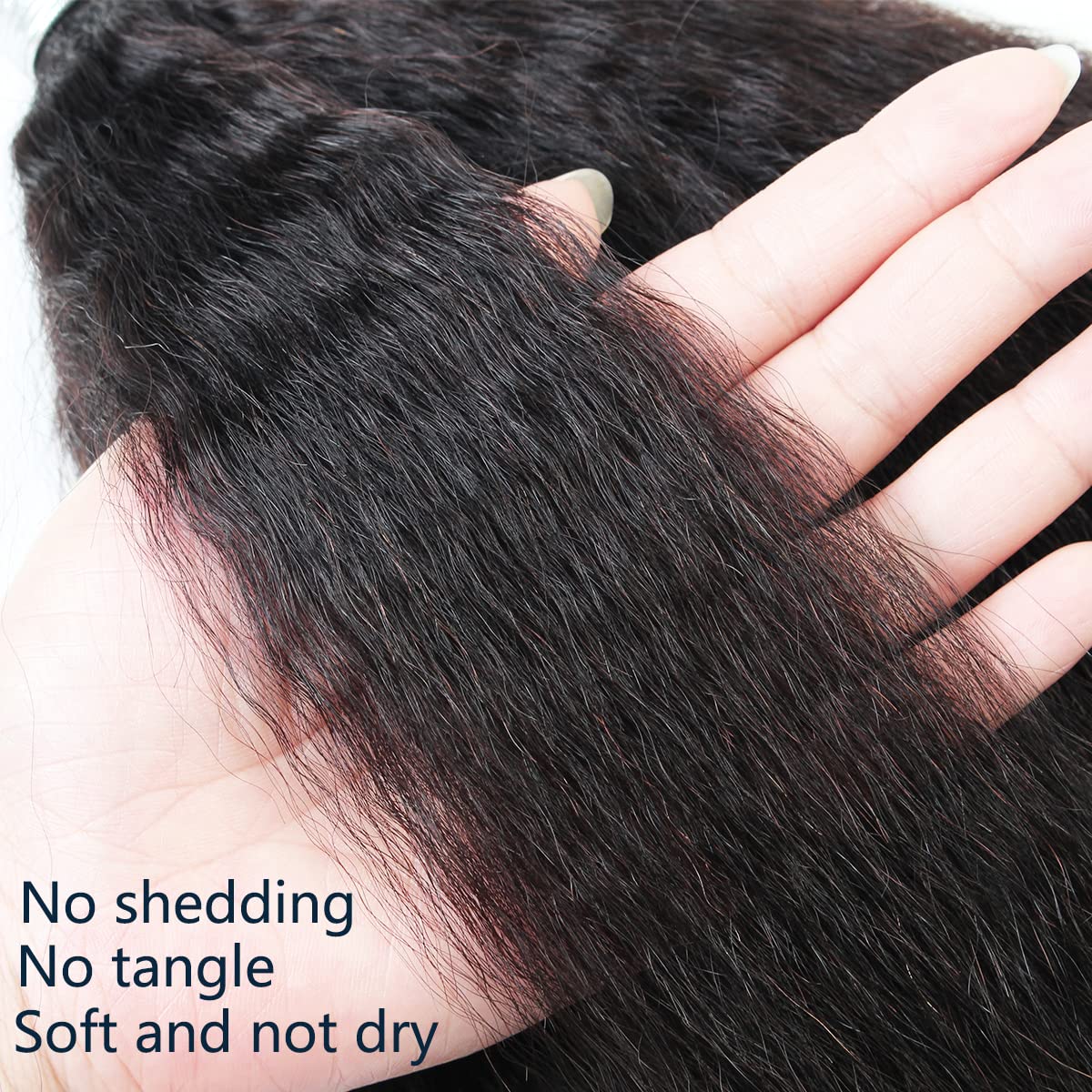 LINYINGYH 12a Kinky Straight Bundles Human Hair Yaki Straight Bundles Weave Remy Hair 12 14 16 inch Unprocessed Brazilian Virgin Human Hair 3 Bundles Extensions Natural Color