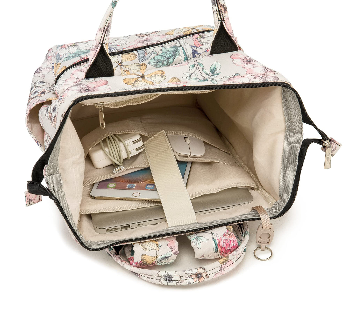 Kinmac Wide Open Style Laptop Backpack for Laptop Up to 15.6 Inch Men Women Travel Outdoor Backpack (Floral)