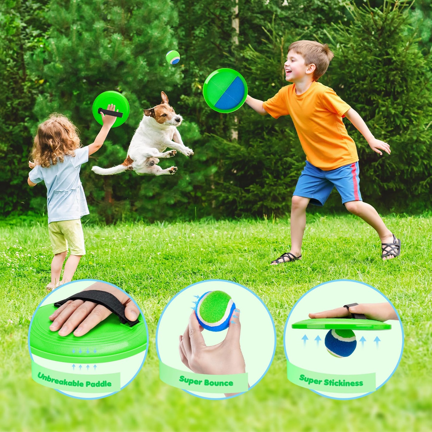 Toss and Catch Ball Set 4 Pack for Toddlers, Kids and Adults - Classic Kids Toys Outdoor Indoor - Sturdy & Water-Resistant, Great for Beach, Pool and Backyard - Ideal Gift for Boys Girls(Blue-Green)