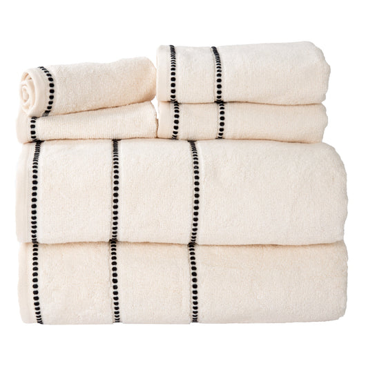Lavish Home 6 Piece Bathroom Towels Set - 525GSM 100% Cotton Bathroom Essentials - 2 Bath Sheets, 2 Hand Towels, and 2 Wash Cloths for Bath, Shower, Gym, Spa, and Dorm Room (Beige)