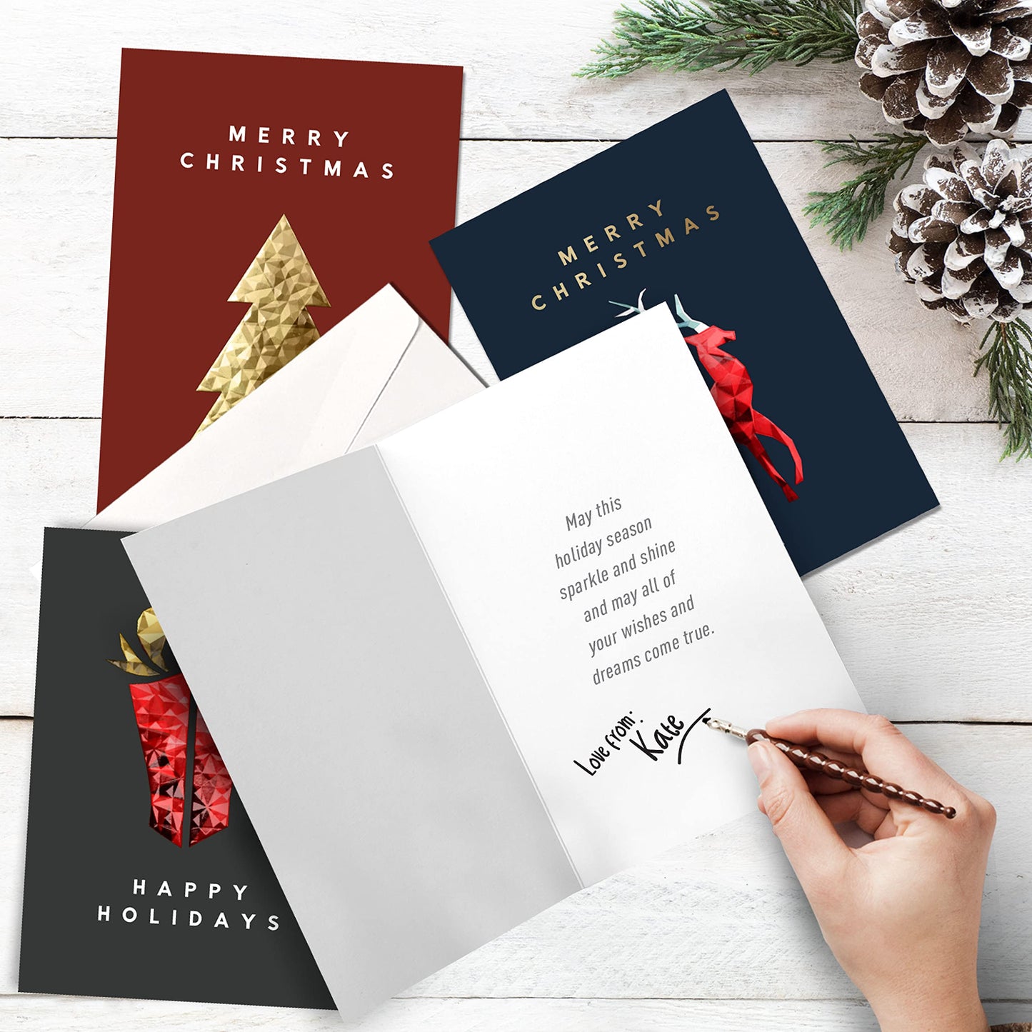 54 Christmas Greeting Cards | 3D Gold Foil & Embossing Designs | 6 Assorted Designs with Envelope | 5.5 x 4 Inch with Sentiments Inside| Merry Christmas Cards with Seal Stickers For Friends , Family