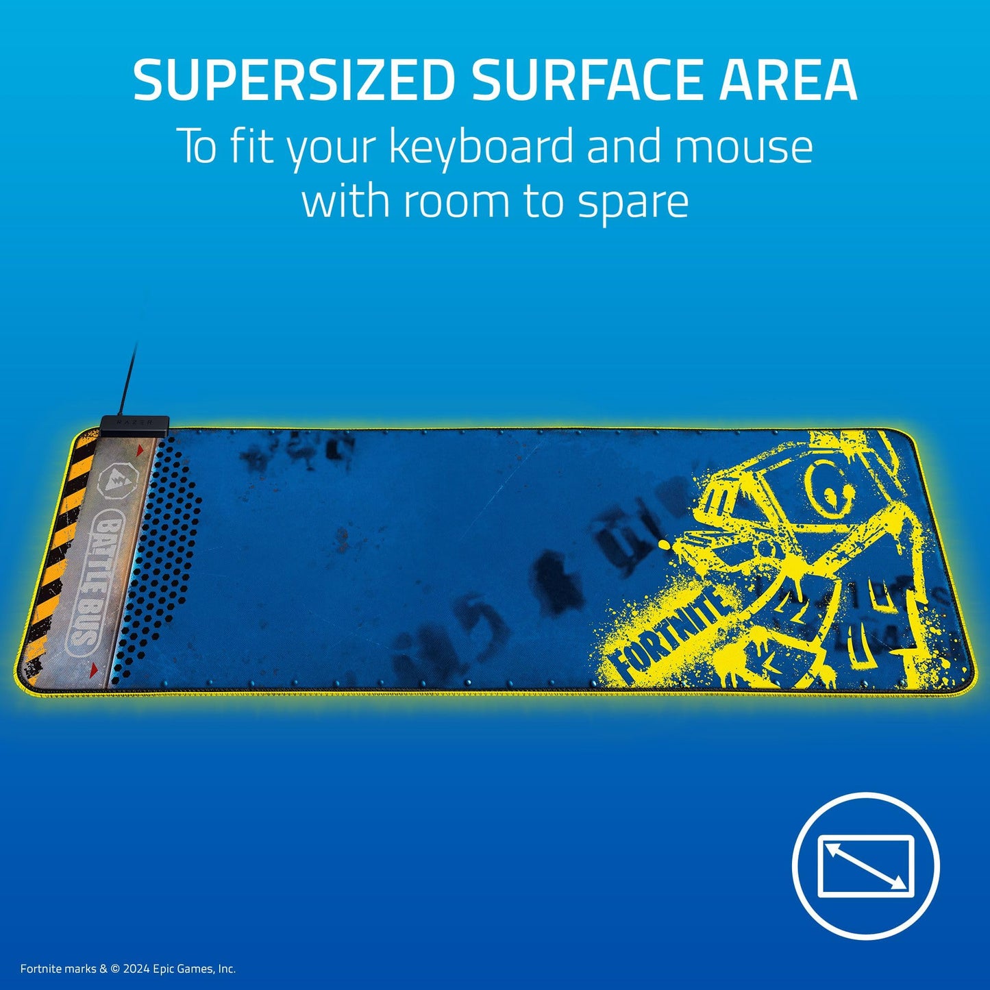 Razer Goliathus Extended Chroma Gaming Mousepad: Customizable Chroma RGB Lighting - Micro Textured Surface - Balanced Control & Speed - Non-Slip Rubber Base - Large Surface - Fortnite Edition