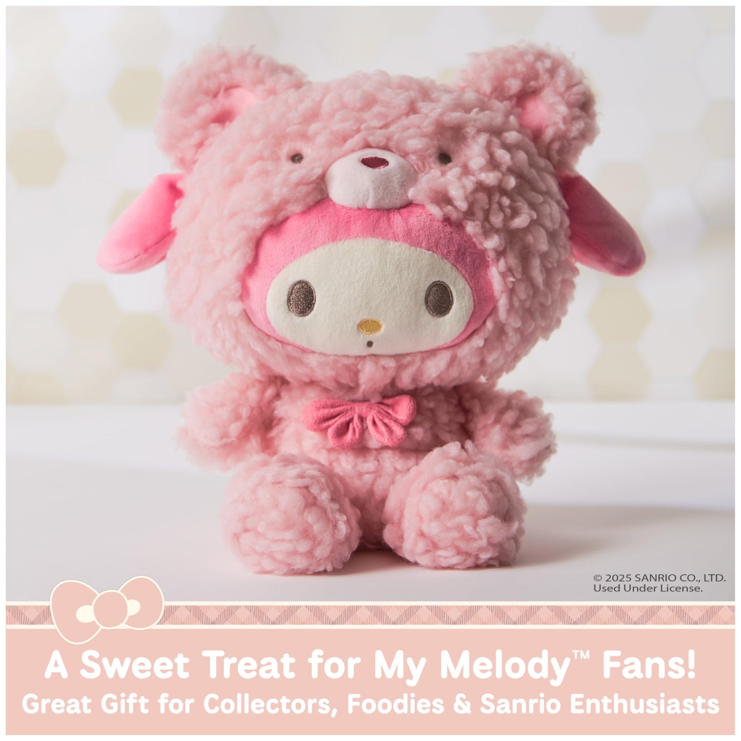 GUND Sanrio Official Hello Kitty and Friends My Melody Café Latte Teddy Bear Plush, Collectible Plush Toy, Stuffed Animal for Ages 1 and Up, Pink, 10”
