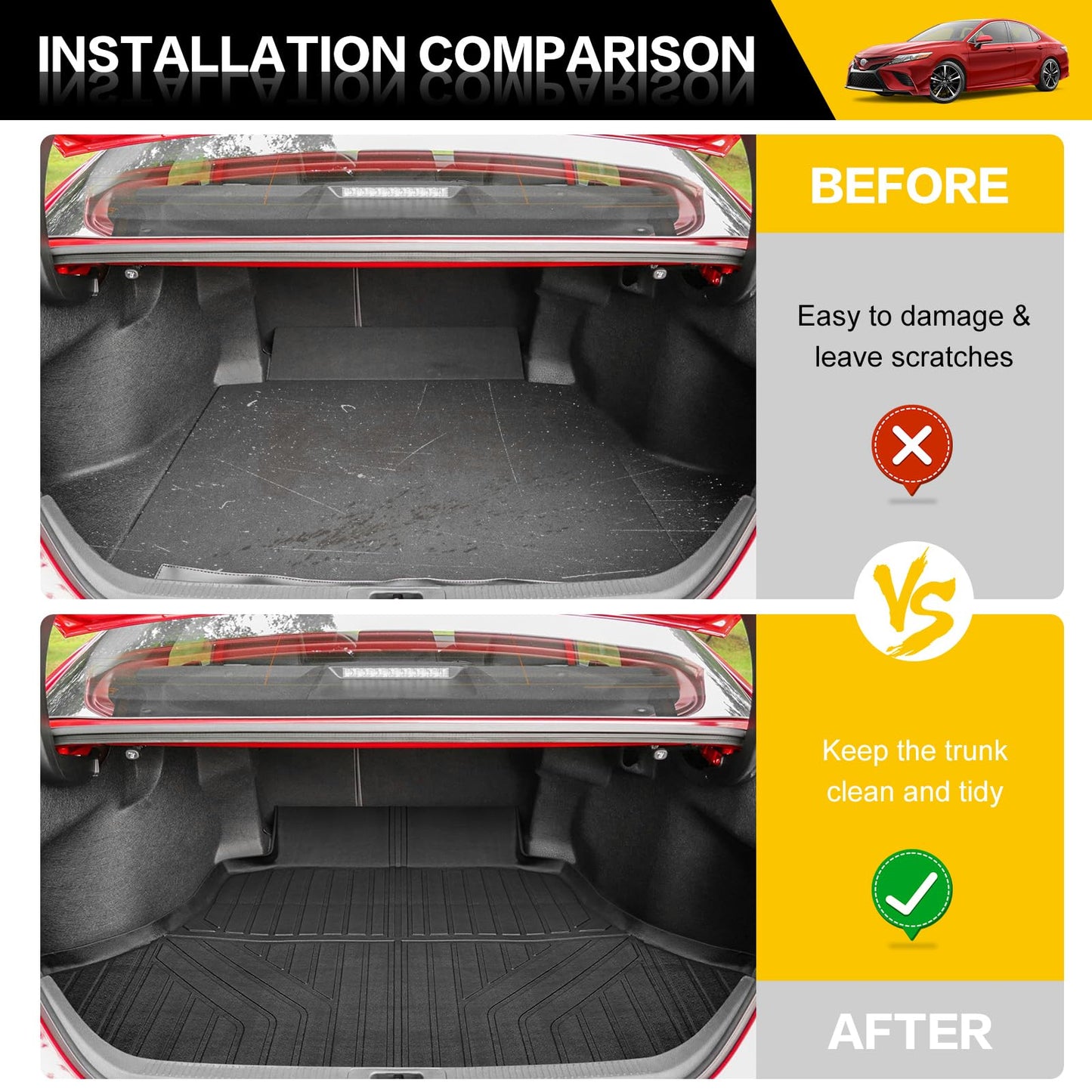 JTYZSM Trunk Mat for 2018-2025 Toyota Camry & 2019-2022 Toyota Avalon Rear Cargo Mat All Weather Protector Trunk Liner for 18-25 Camry Hybrid/L/LE/SE/TRD/XLE/XSE &19-22 Avalon Accessories