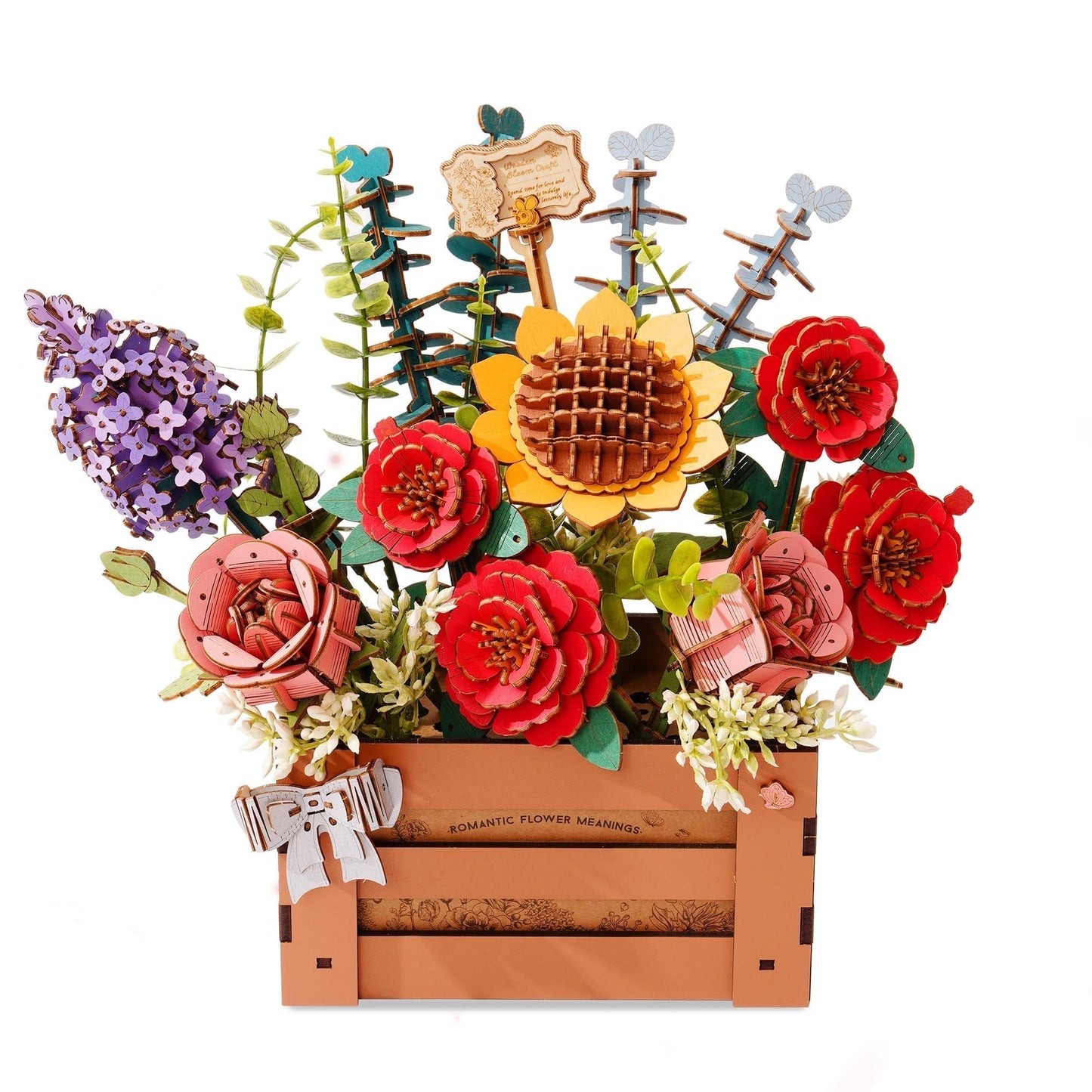 Wowood 3D Wooden Flower Puzzle for Adults-Wooden Bloom Box, DIY Craft Model Kit Building Set, Botanical Decor Creative Gift for Lovers Nature Enthusiasts (658PCS)