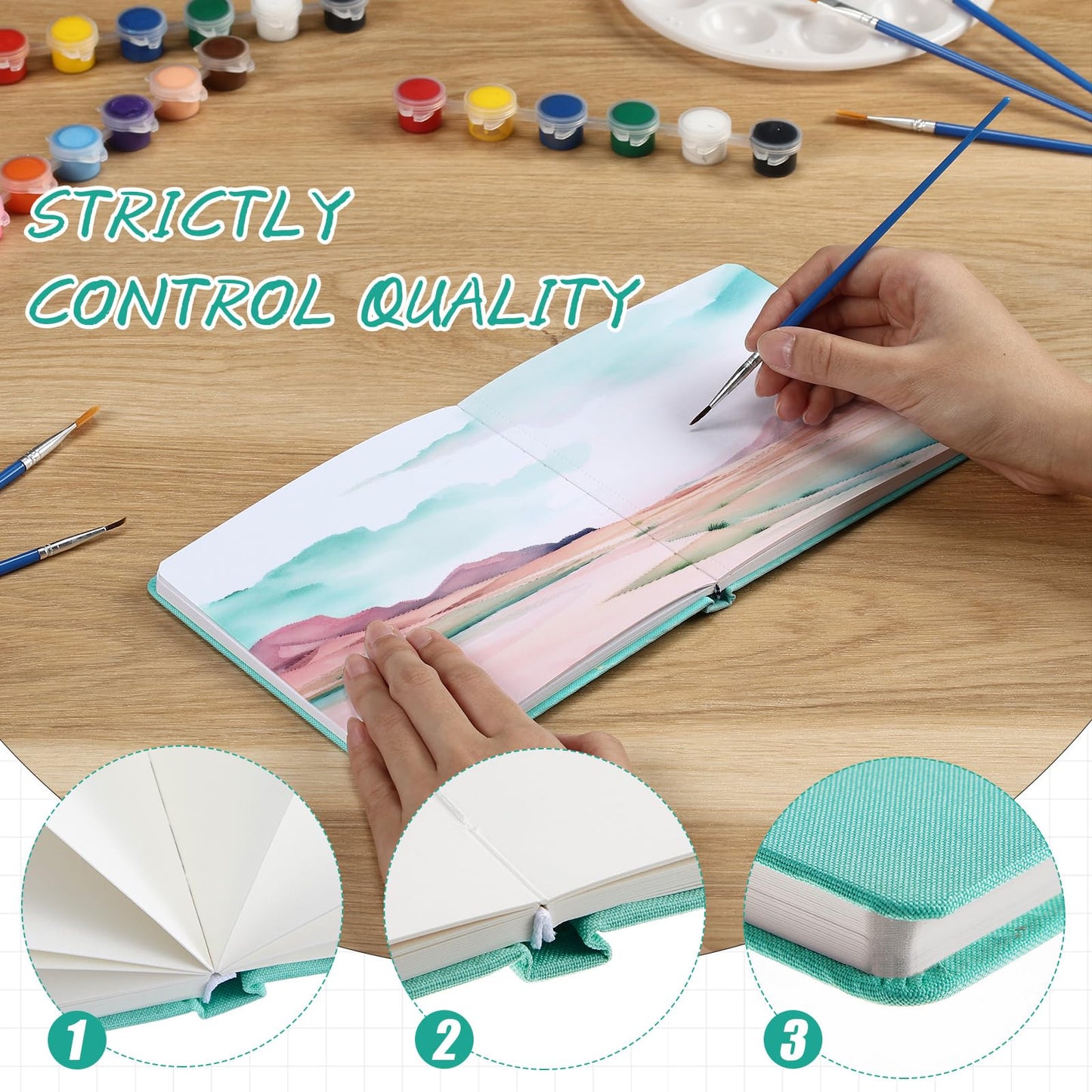 Dispowreath 4 Pcs 5.5 x 5.5 in Watercolor Sketchbook Journal Square Watercolor Notebook Cold Press 140lb 300gsm Cotton Paper 48 Pages Journals Notebook Paper Pads(Turquoise)
