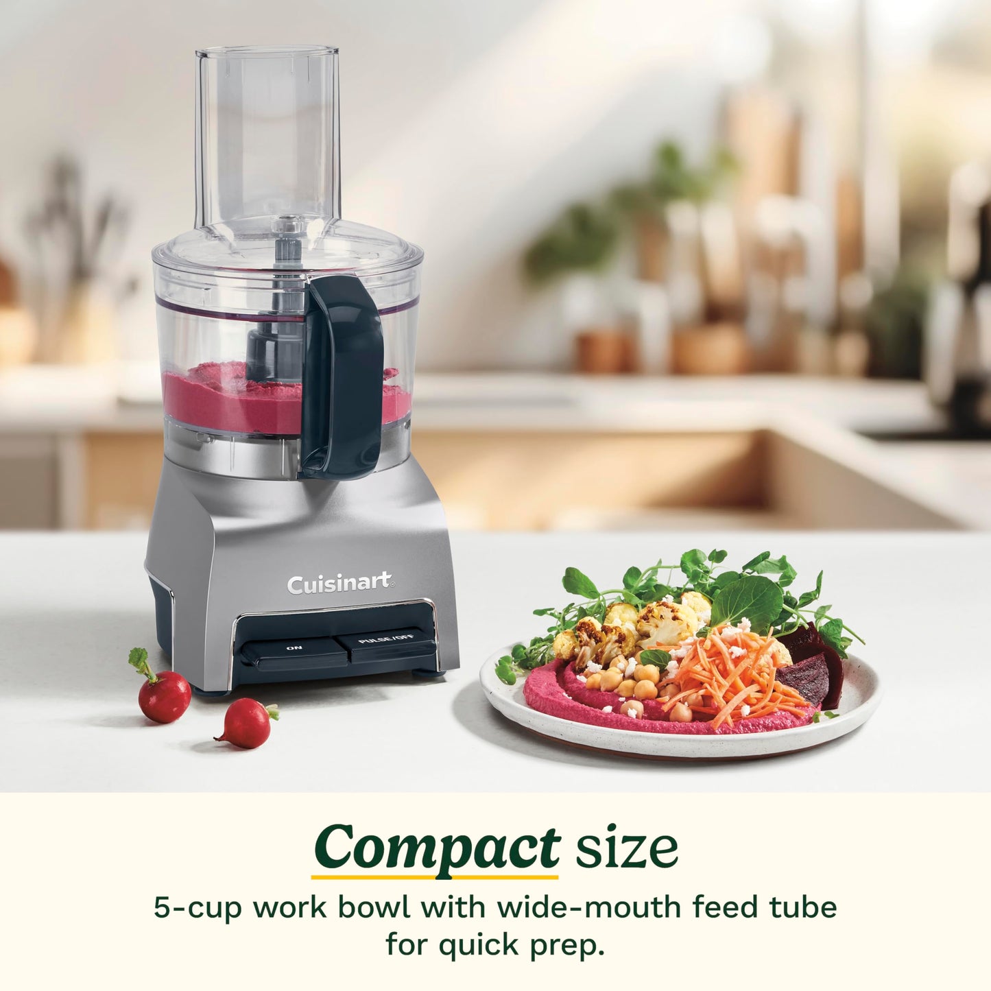 Cuisinart 5‑Cup Chop & Shred Food Processor, Compact Food Chopper, Easy‑Store Design, Silver FP-5