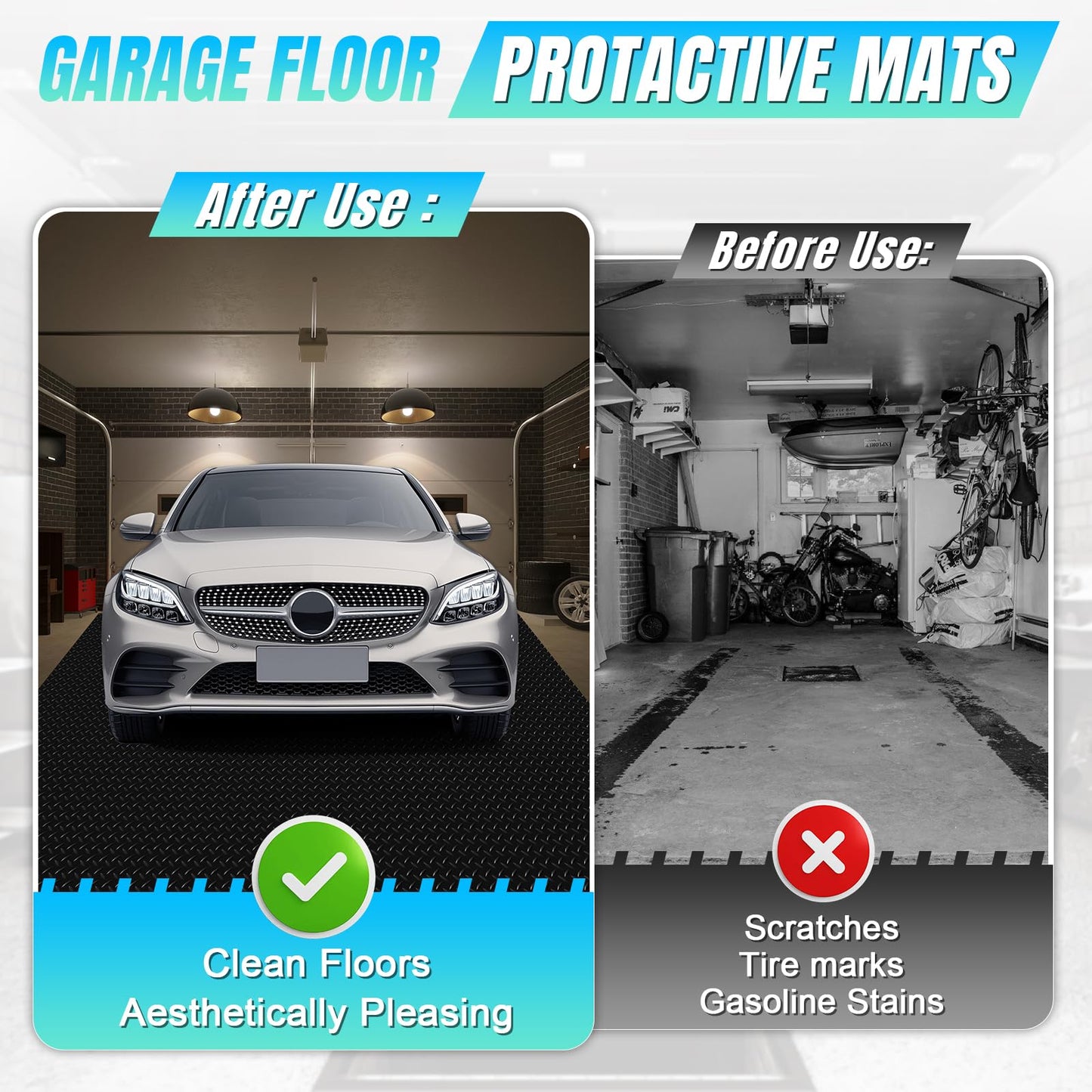 4 x 7 FT Garage Floor Mat, Diamond Plate Rubber Flooring Roll, PVC Garage Flooring Rolls for Under Car, Large SUVs, Pickup Truck, RV, Gym