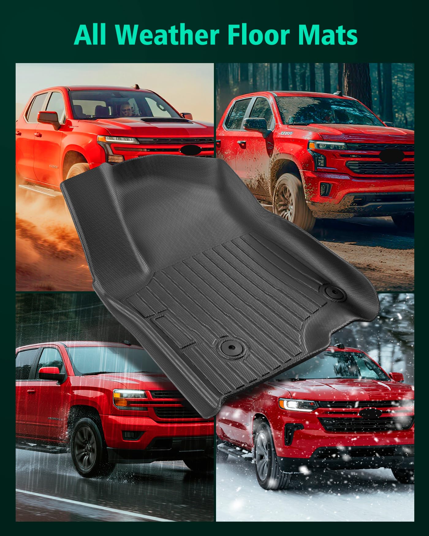 Floor Mats for Chevy Silverado Sierra: 2019-2026 1500 2500HD 3500HD Truck Front Liners,All Weather Car Accessories Double & Crew Cab Only Carpet for Chevrolet Silverado for GMC Sierra 2026 2025-2019