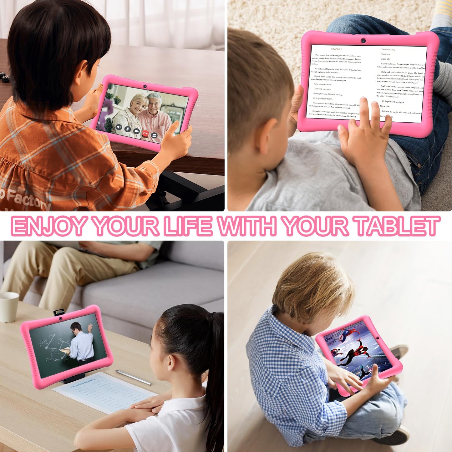 Fivahiva Kids Tablet,10.1 inch Android 13 Tablet for Kids, 32GB (Expandable to 128GB), Quad-core, Google Kids Space, Parental Control, YouTube Kids, GMS, Pre-Installed Apps, with Shockproof Case