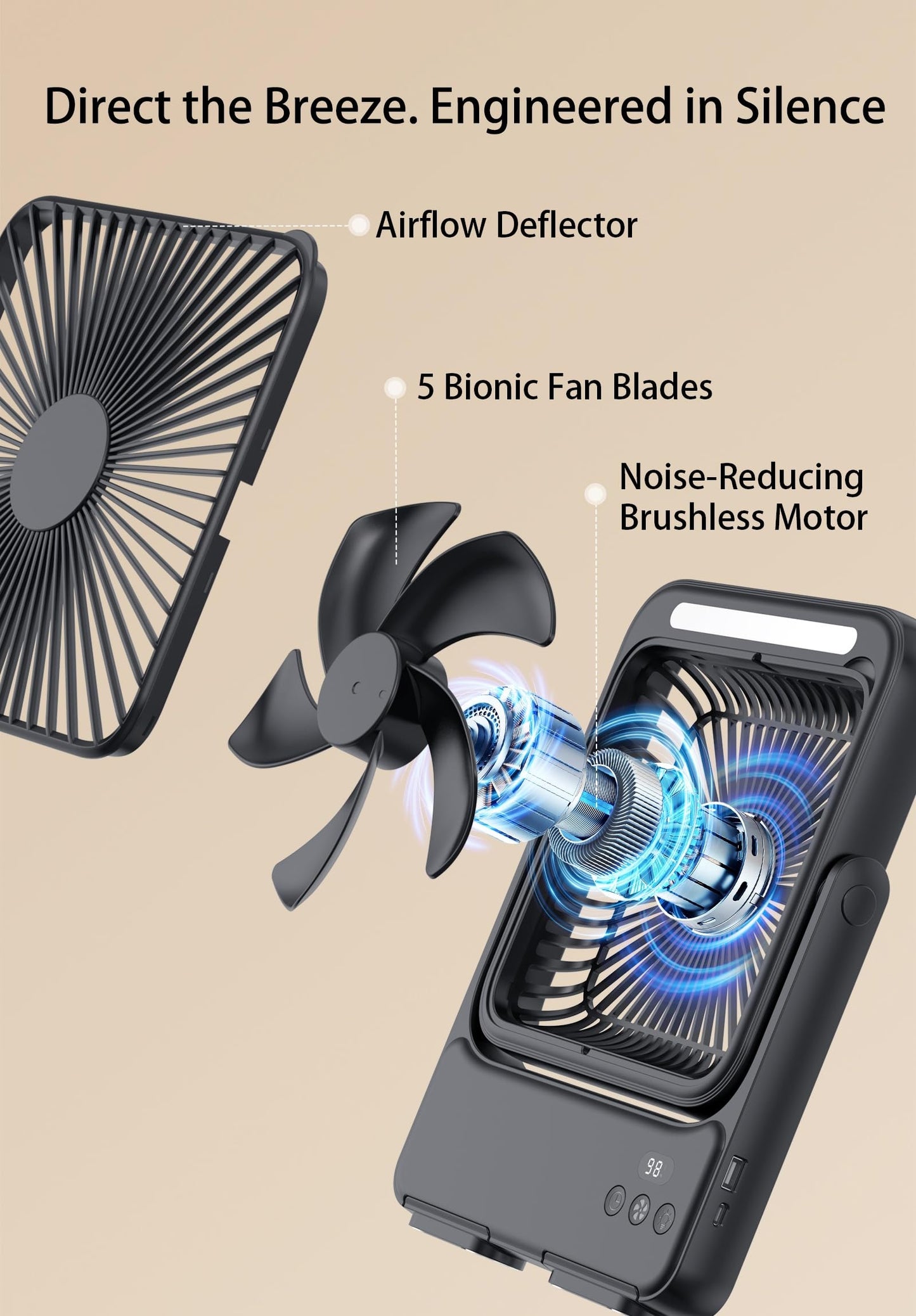 20000mAh Magnetic Cruise Approved Fan with Night Light, Ultra-Slim Travel Fan, 4-Speed, Hook Design, Portable Fan for Cruise Ship Cabin, Bedroom Sleeping, Camping, Travel & Cruise Essentials 2026