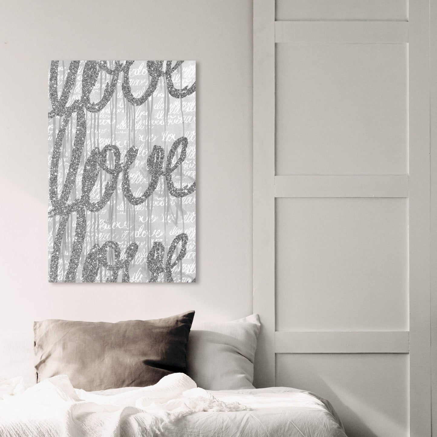 The Oliver Gal Artist Co. Oliver Gal Round Tall Glitter' Silver Typography Wall Art Print Premium Canvas, 20" x 30", Gray