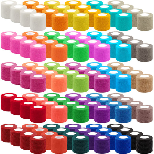BQTQ 120 Rolls Self Adhesive Bandage Wrap 2 Inch Self Adherent Wrap Colored Wrap Tape Sticky Bandage Athletic Wrap Self Adhesive Wrap for Sports Vet Wrist Ankle Sprains(Rich Color)
