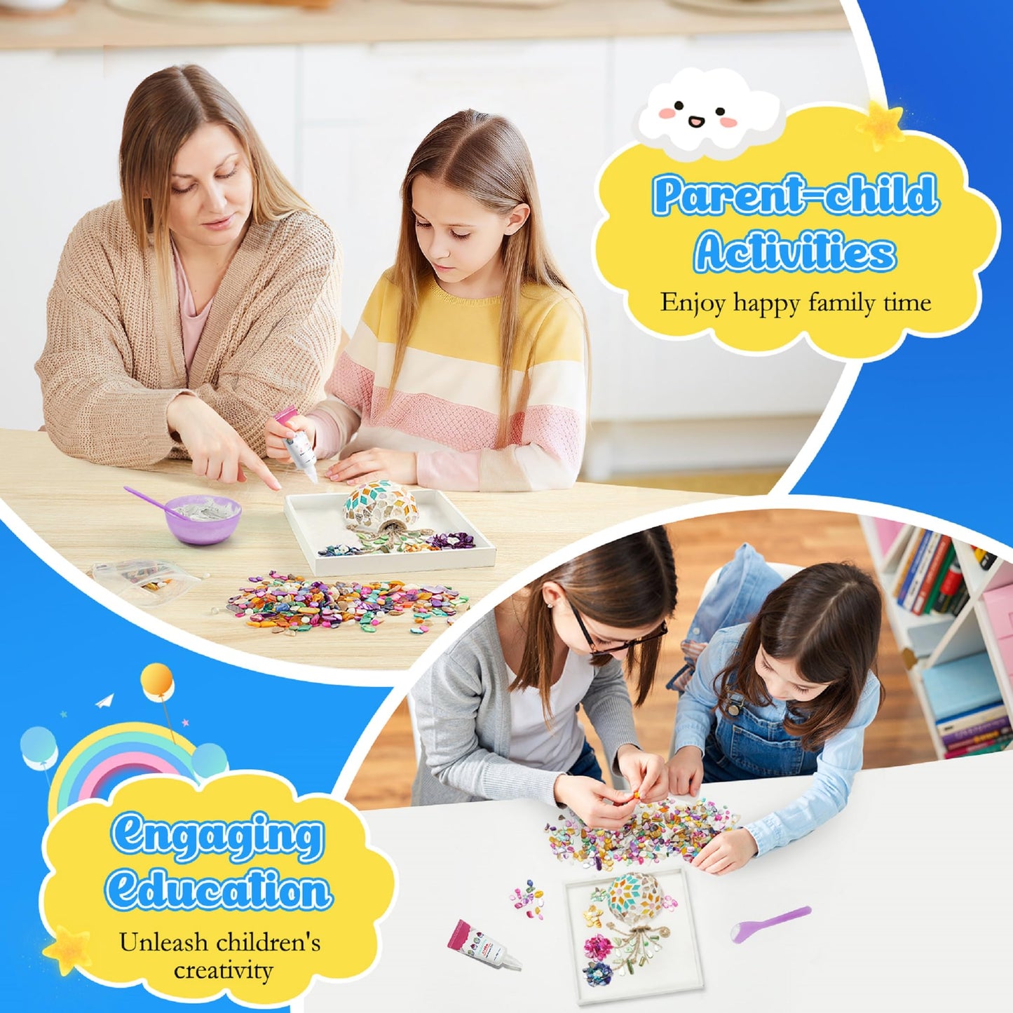 Kssiaz DIY Vase Mosaic Painting Kit, Arts and Crafts With Flower Accessories, Handmade Sticker Gem Art Kit for Christmas Room Decor