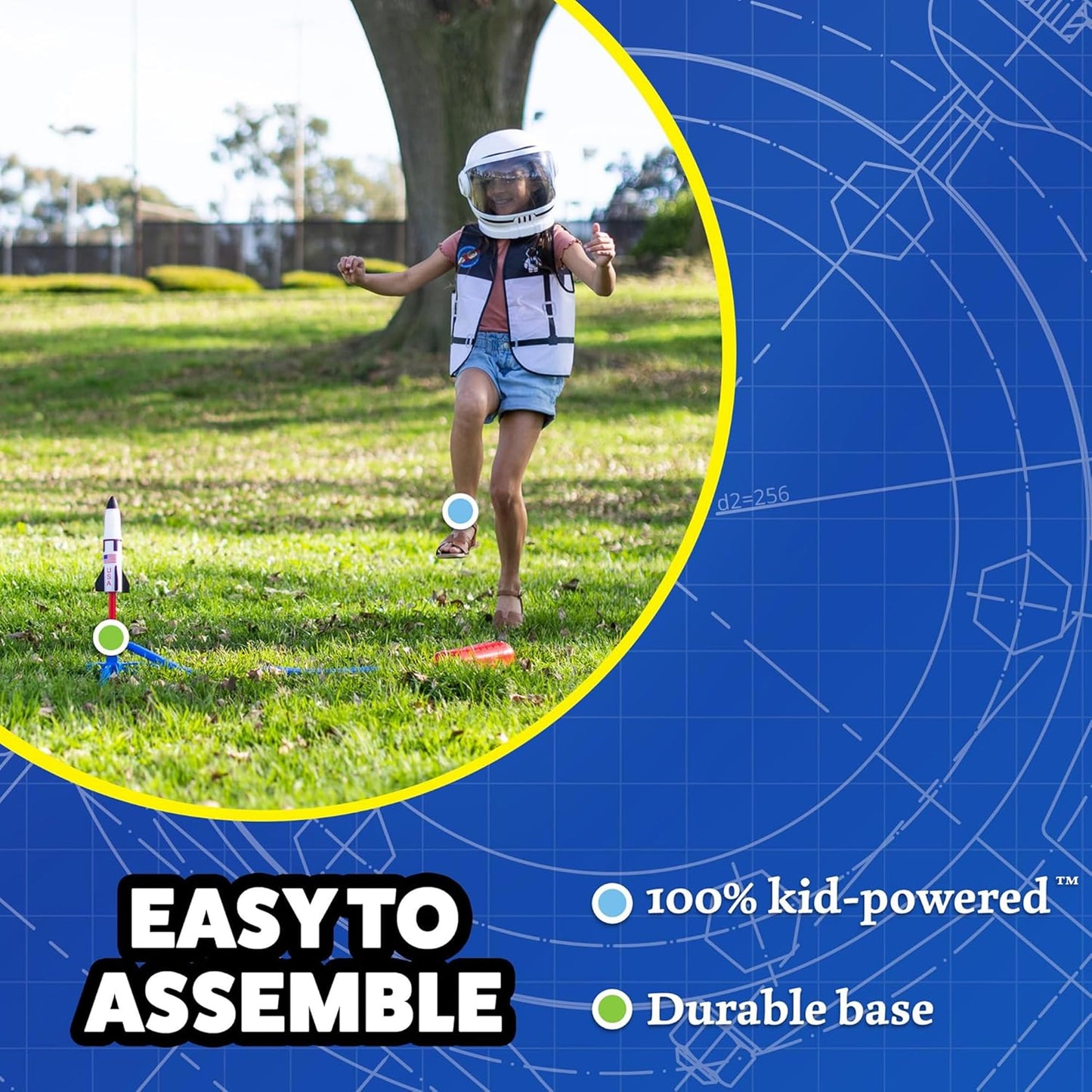 Stomp Rocket Space Collection Rocket Launcher for Kids, 3 NASA Rockets - Backyard & Outdoor Fun Toy Gift for Boys & Girls - STEM Soft Foam Blaster Set Soars Up to 100 Feet - Ages 5 & Up