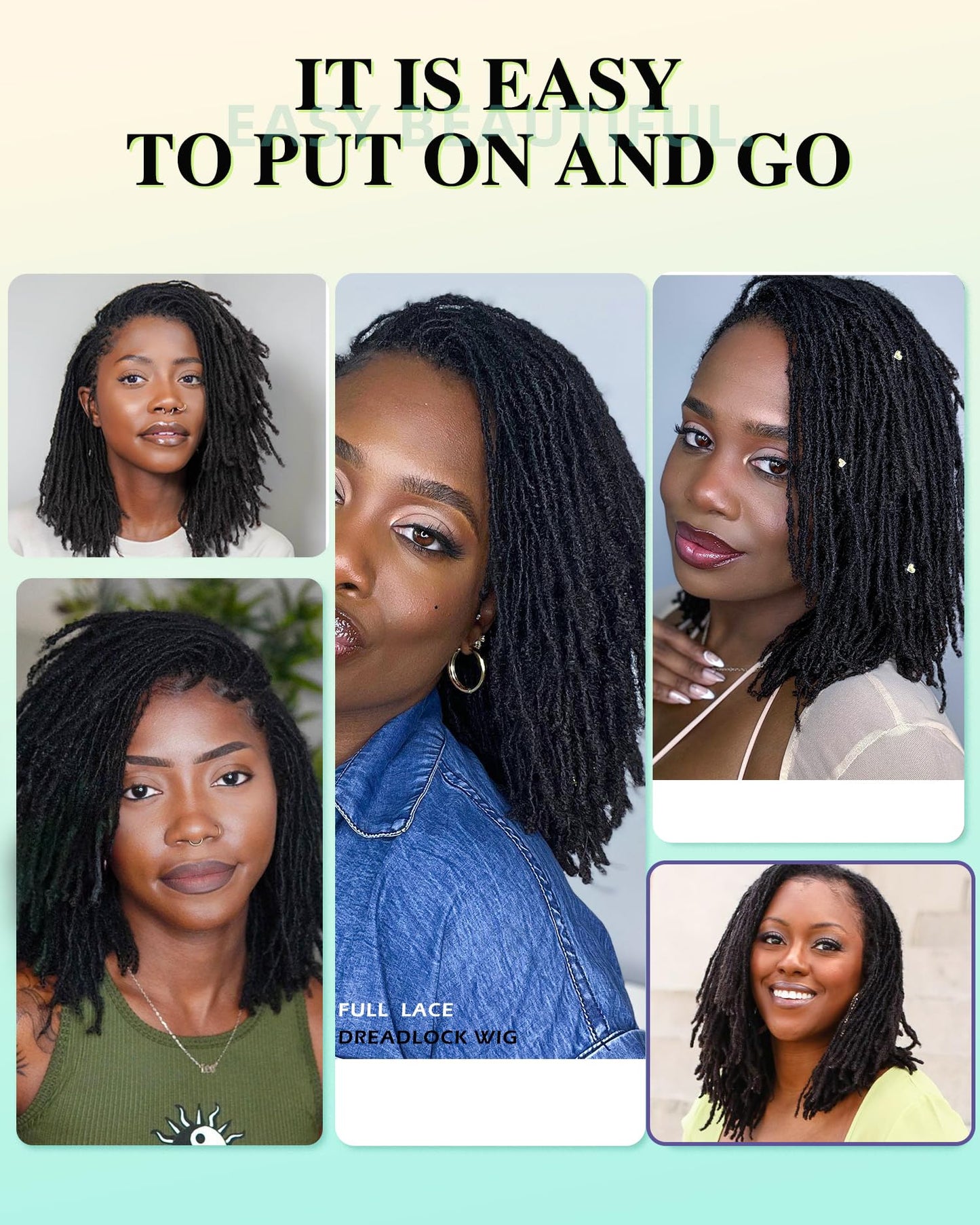 Lady Miranda Full Lace Dreadlock Wig with Baby Hair Pre Plucked Knotless Square Part Faux Locs Wig Braided Wigs for Black Women Full Double Lace Wig Dreadlocks Crochet Hair for Black Women