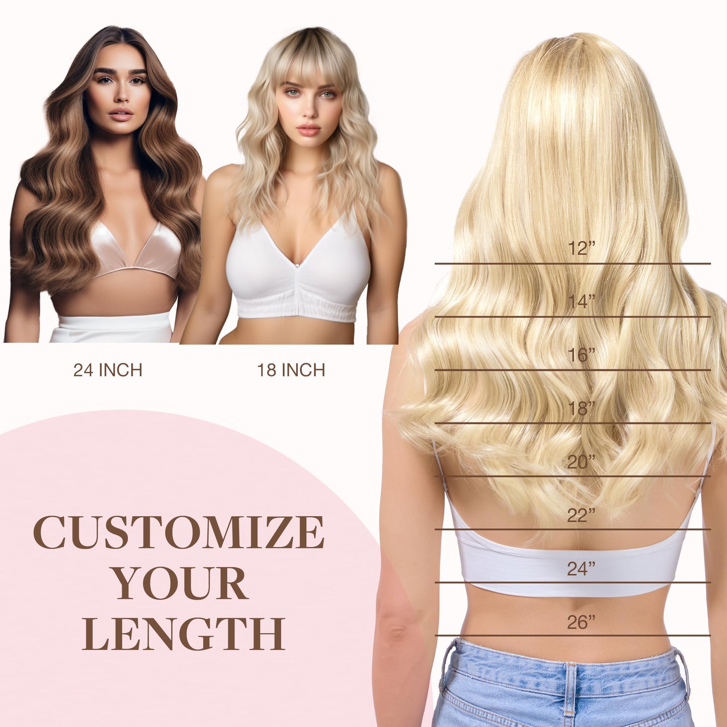 GOO GOO Wire Hair Extensions Human Hair, 16/22 Light Blondewith mix Golden Blonde Highlighted 14inch 75g, Invisible Wire Hair Extensions with Transparent, Seamless Fish Line Hairpiece
