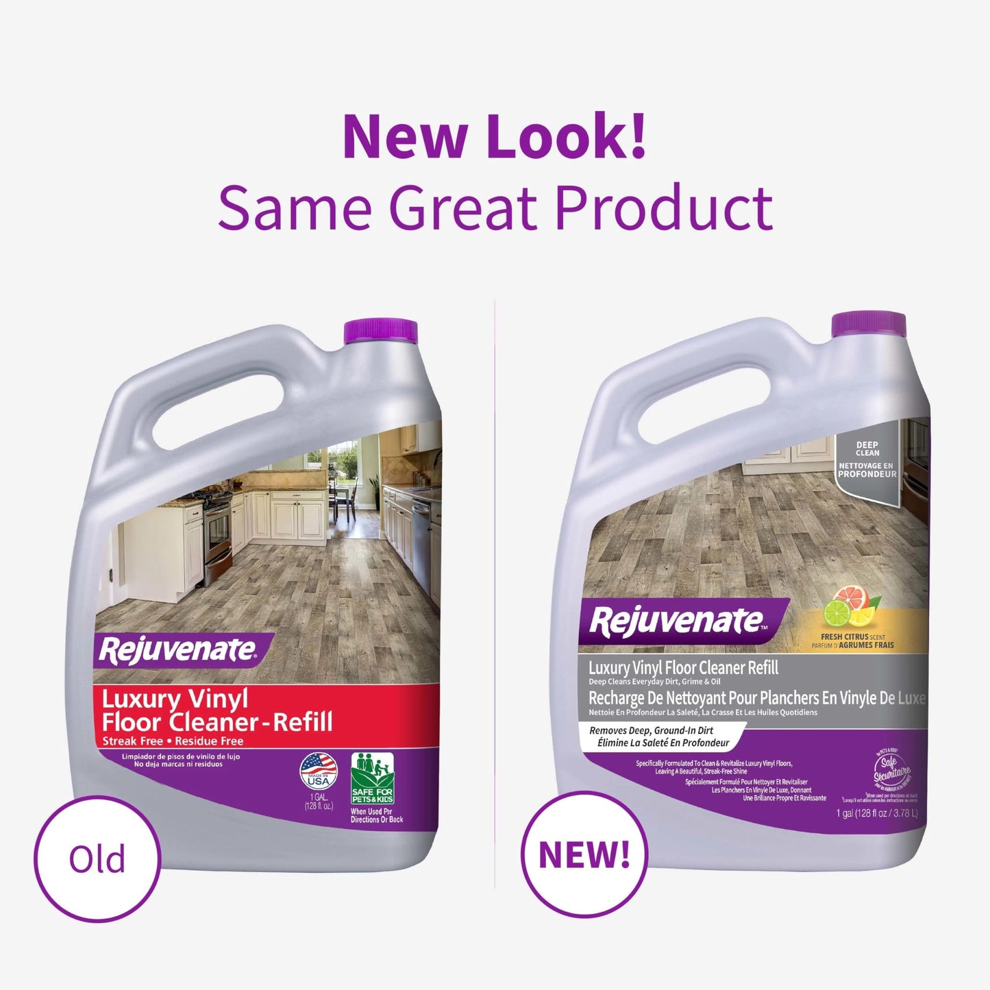 Rejuvenate Luxury Vinyl Floor Cleaner Refill, 1 Gallon, Gently Cleans and Revitalizes Luxury Vinyl Floors, 2 Pack