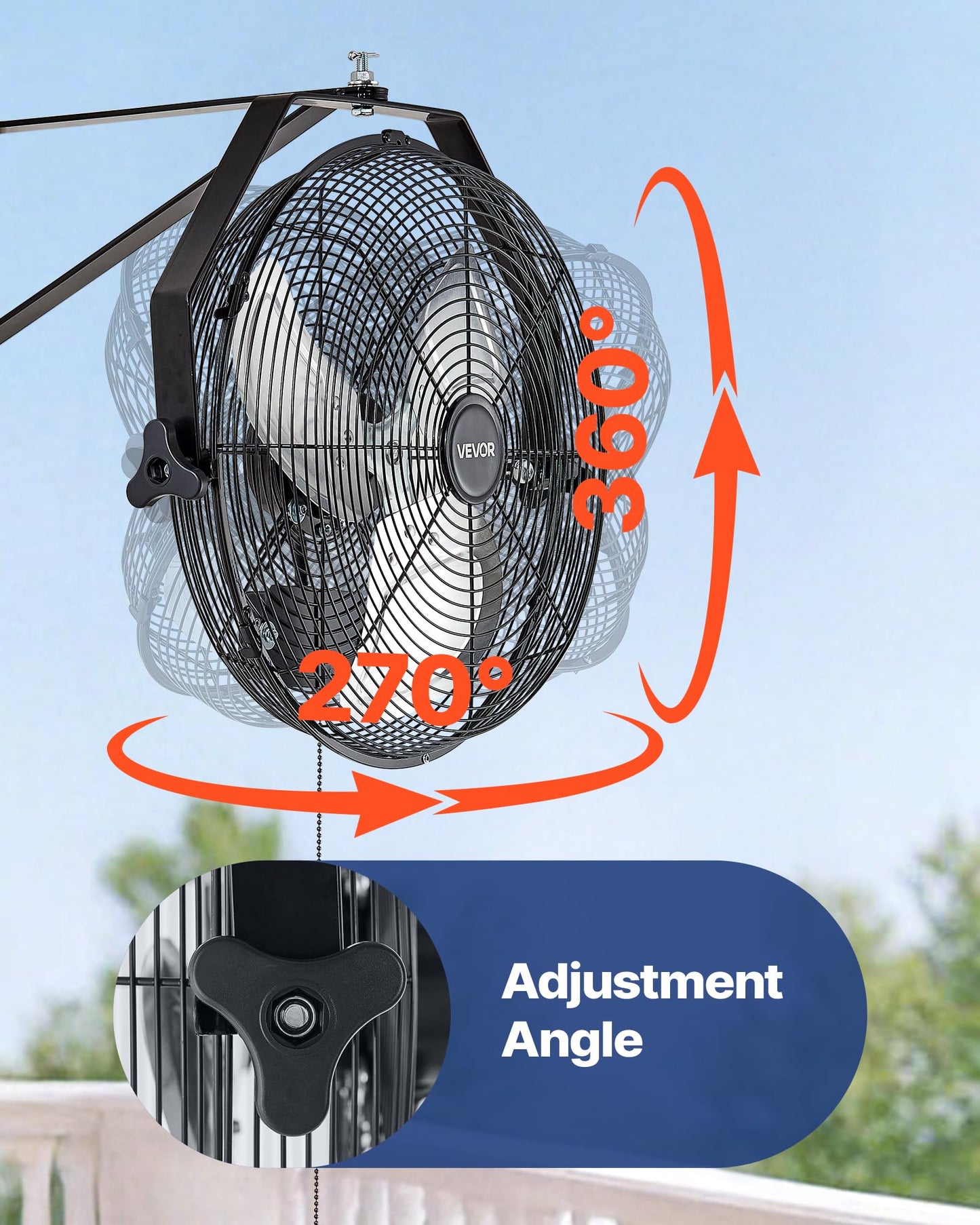 VEVOR 14 Inch Industrial Wall Mount Fan, High Velocity 2473 CFM Outdoor Fan with 3 Speeds, Waterproof IP44 Garage Wall with Aluminum Blades for Workshop, Warehouse, Greenhouse