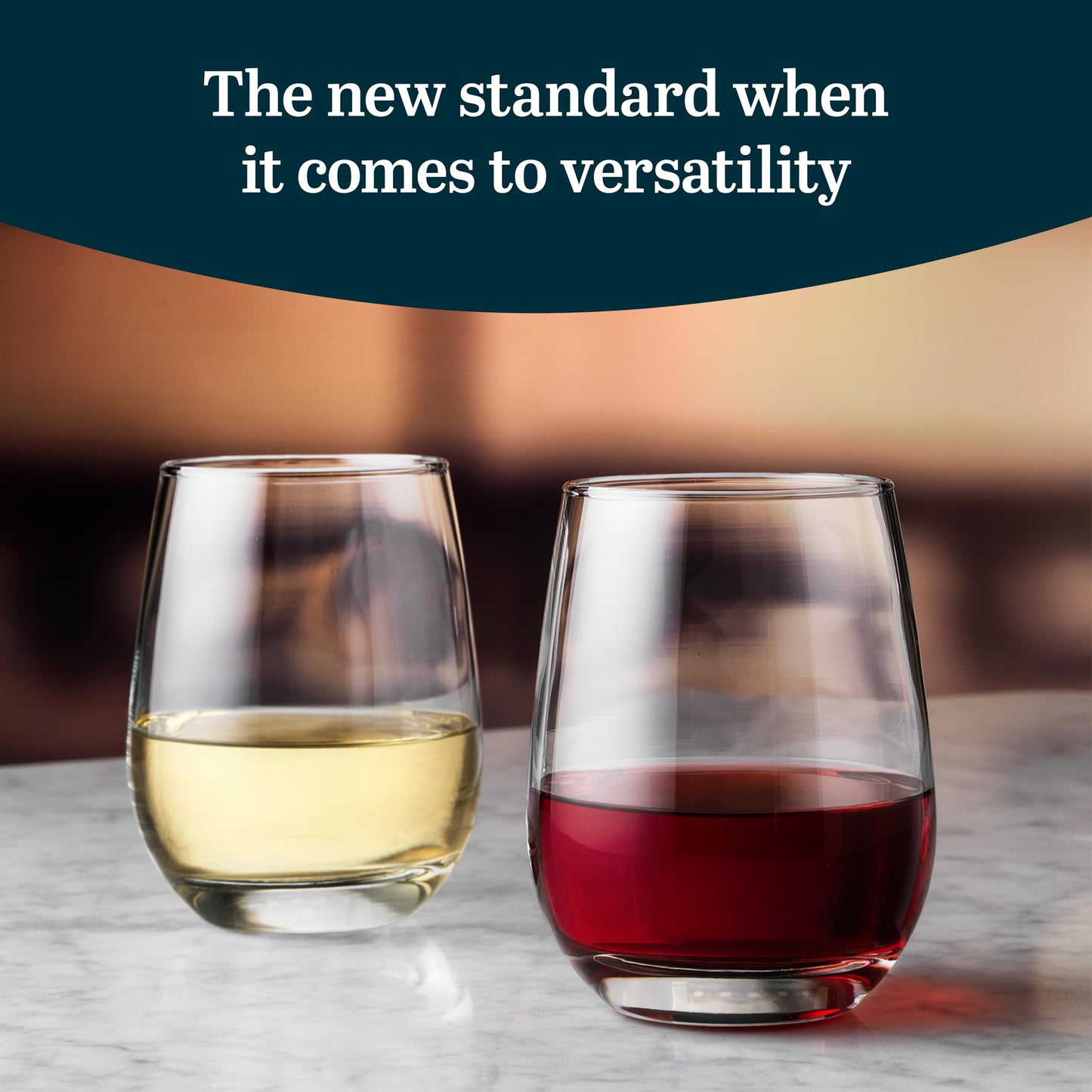 Libbey 231 Stemless Wine Glasses Set of 12, Clear, Restaurant Quality Red and Wine Glass Set, Glassware Set for Large Gatherings and Events