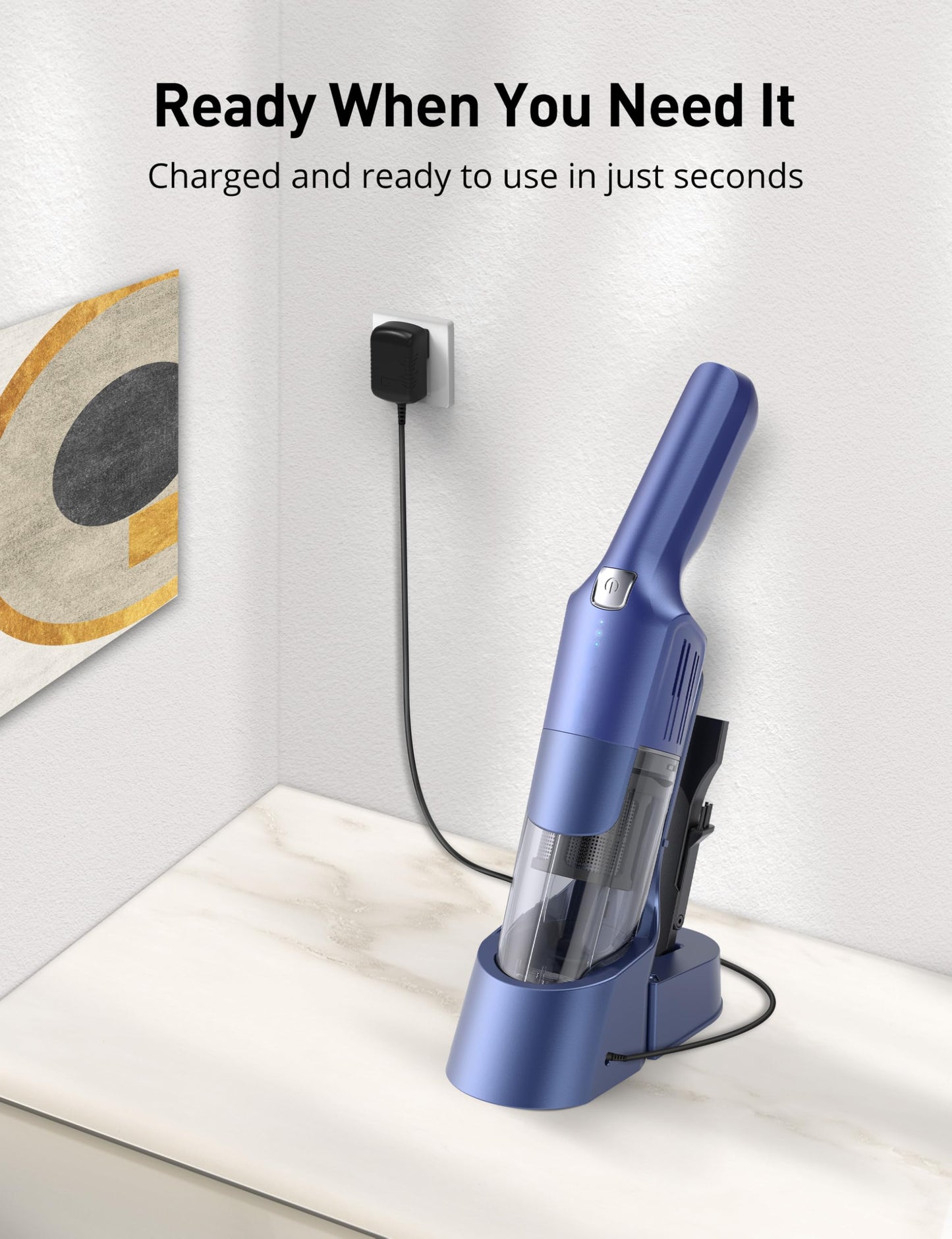 HawKam Handheld Vacuum Cordless, 24KPA Powerful Car Vacuum, Rechargeable, Charging Dock, Ergonomic Handle, 2-in-1 Crevice Tool, 1.8lb Portable Vacuum Cleaner with 2-Speed for Car, Home