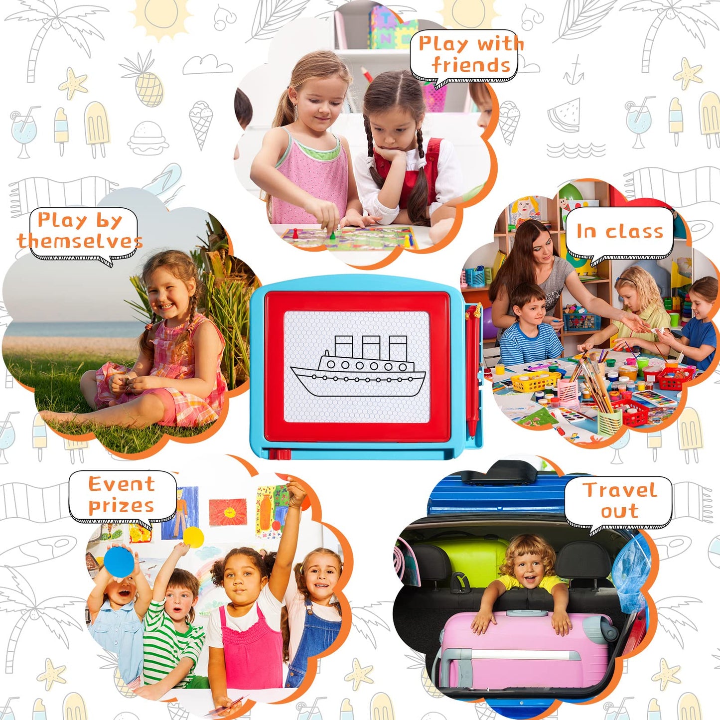 24 Pieces Mini Magnetic Drawing Board for Kids Toddler, Erasable Small Doodle Drawing Board Bulk Writing Painting Sketching Pad Toy for Classroom Rewards Party Favors Student Gifts(Classic)
