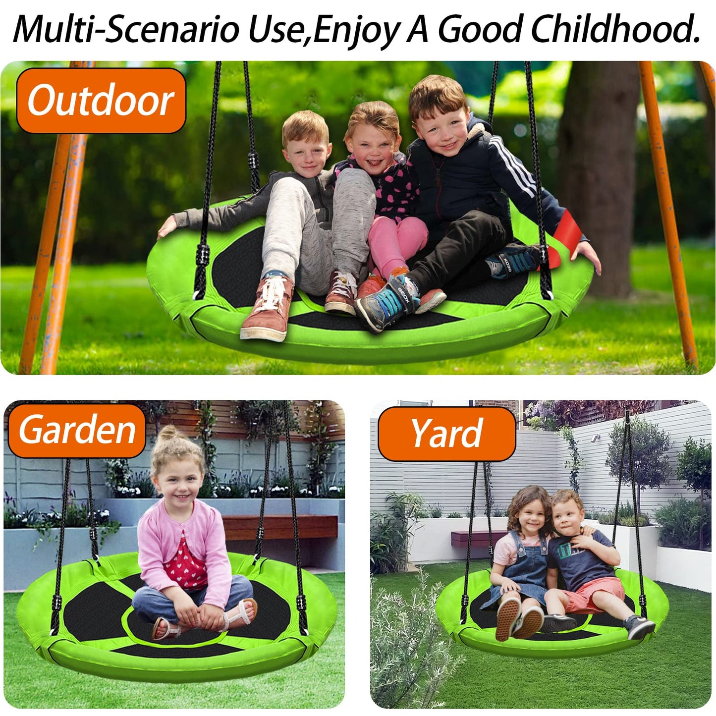 40" Saucer Tree Swing for Kids - 500Lb Weight Capacity, Waterproof Platform Swing Seat with Adjustable Ropes for Kids Playground Outdoor Activity Backyard Fun