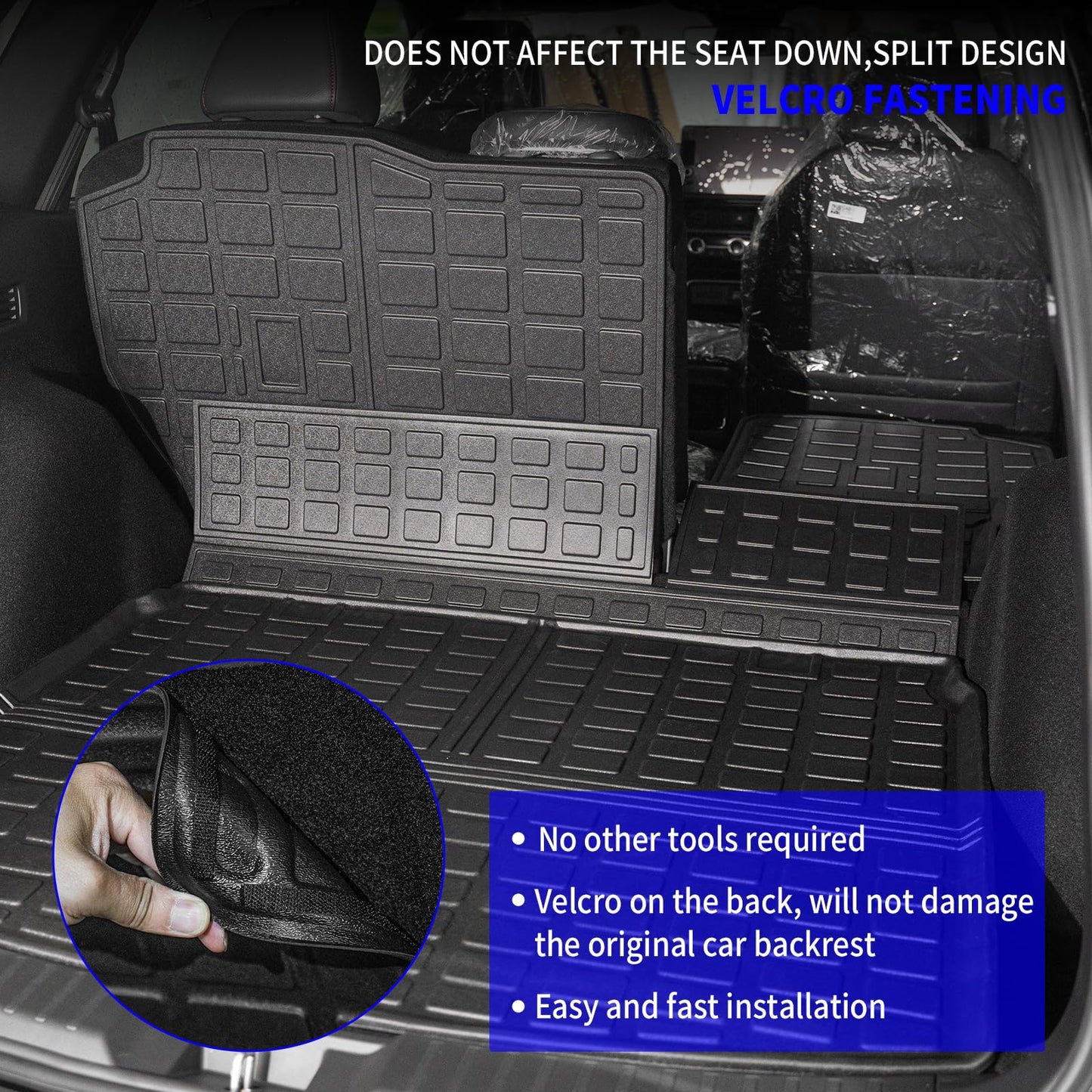 Rongtaod Cargo Mat Compatible with 2023 2024 2025 2026 Honda CRV (Include Hybrid) Cargo Liner Trunk Mat Back Seat Cover Protector Honda CR-V Accessories (Fit Upper Deck, Trunk Mat+Backrest Mats)