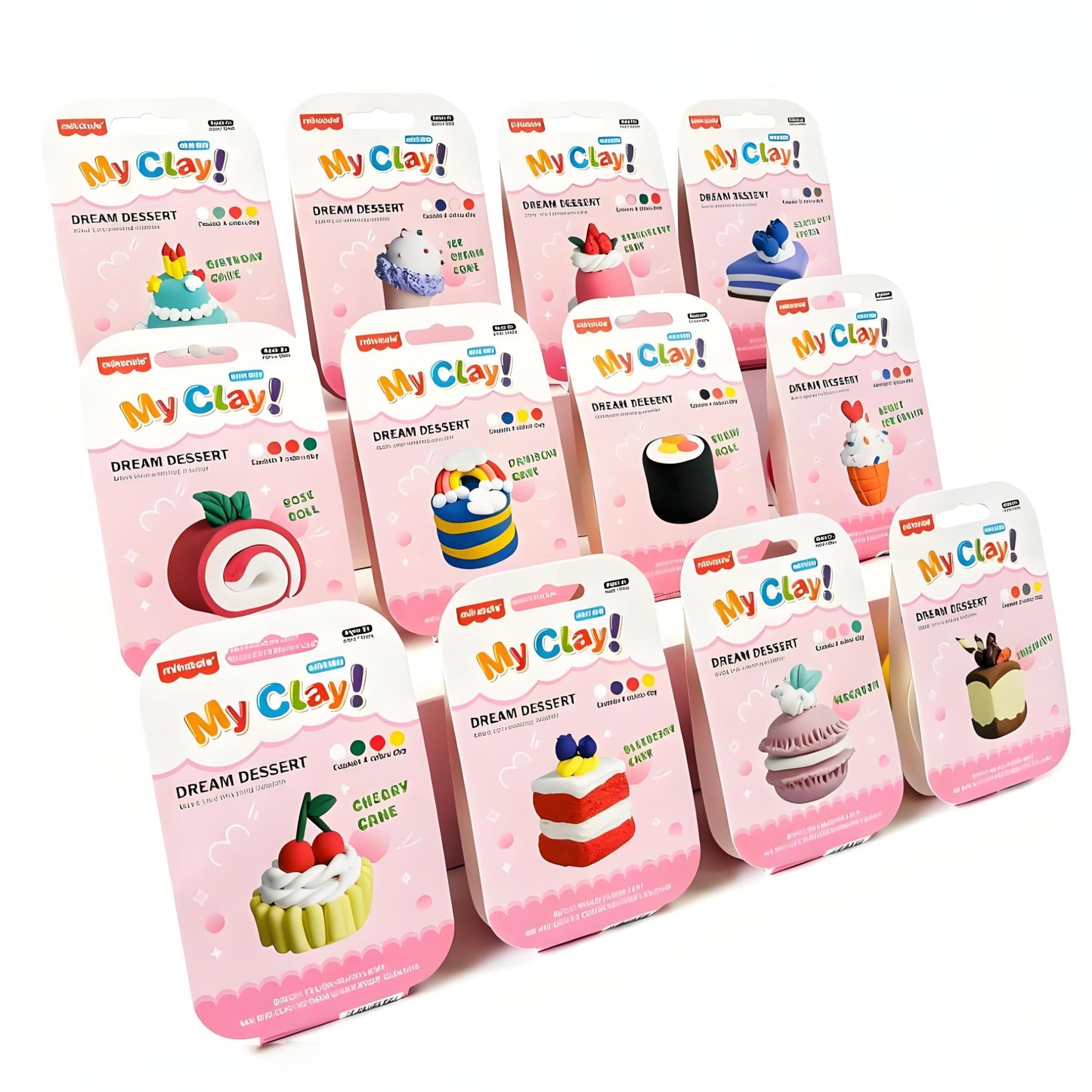 Air Dry Clay Dessert Kit for Kids - 12 Mini Dessert DIY Crafts with Tools, Birthday Cake & Ice Cream Pretend Food, Non-Toxic Arts & Crafts Gifts For girls and boys ages 5 and up
