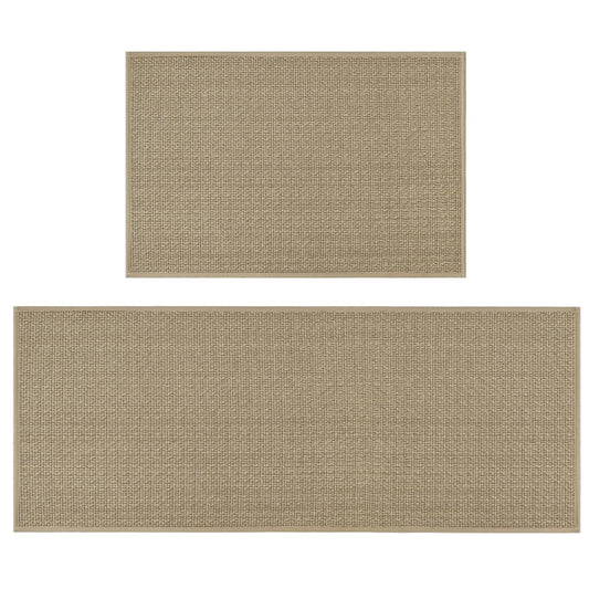 Artoid Mode Washable Non Slip Kitchen Rugs and Mats Set of 2, Rubber Backing Absorbent Kitchen Mats for Floor Front of Sink - 24x35 and 24x60 Inch