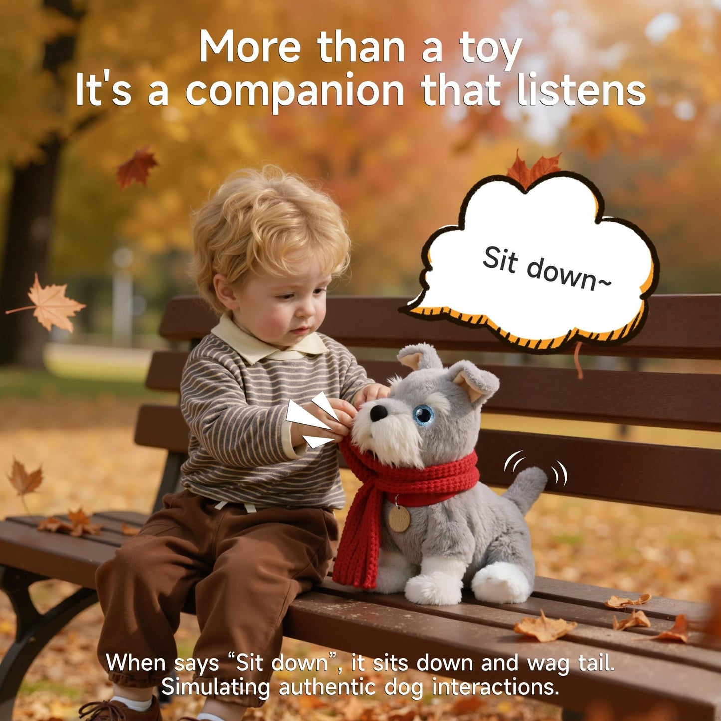 TUMAMA Voice-Activated Control Stuffed Animal Pet Toys, Electronic Interactive Plush Dog Toy that Walking, Talking, Barking, Tail Wagging, Realistic Robot Puppy Toy for 3+ Boys and Girls