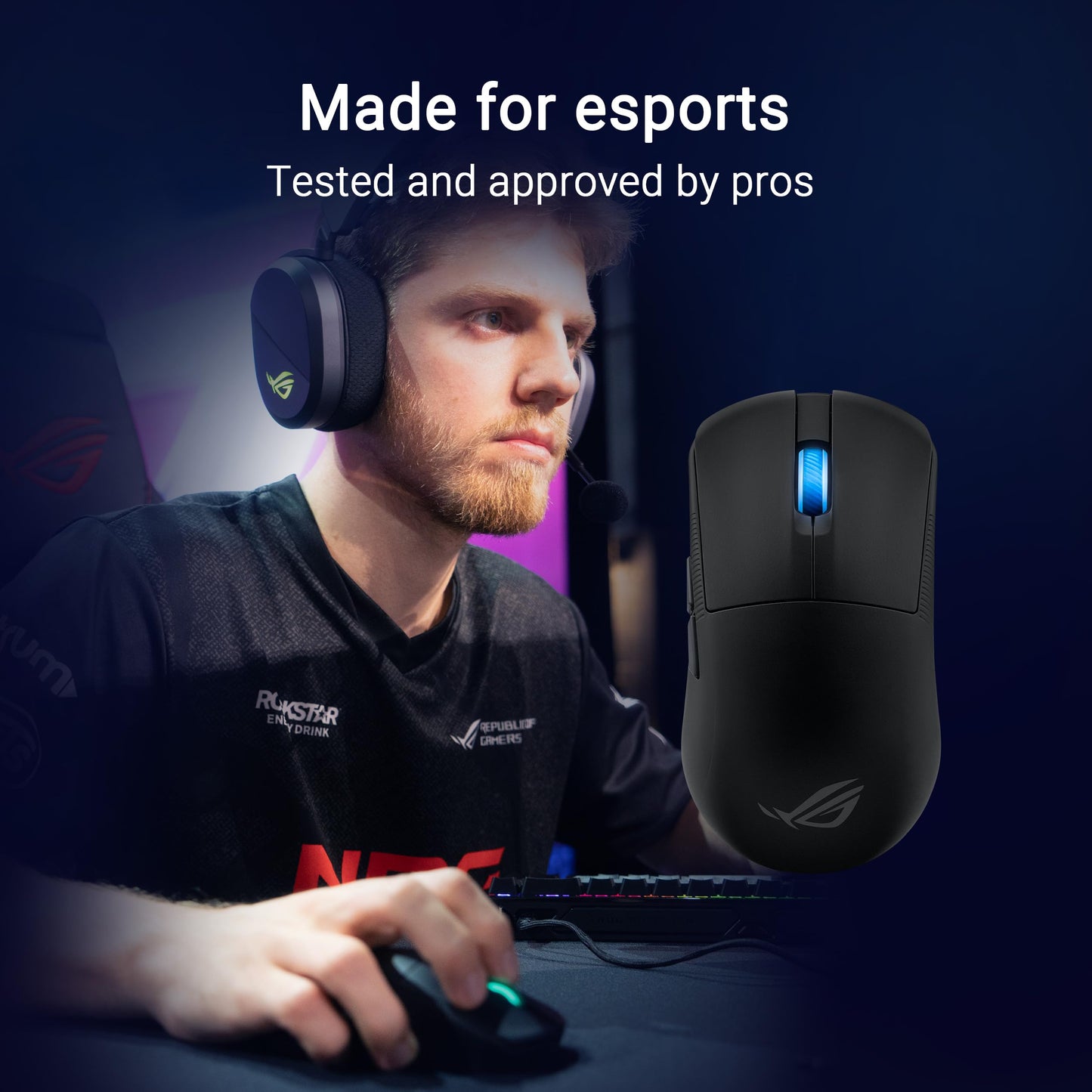 ASUS ROG Harpe Ace Mini Wireless Gaming Mouse, 49g Lightweight, AimPoint Pro 42K Optical Sensor, Optical Micro Switches, ROG Polling Rate Booster, Esports & FPS Gaming, Small, Medium, Black