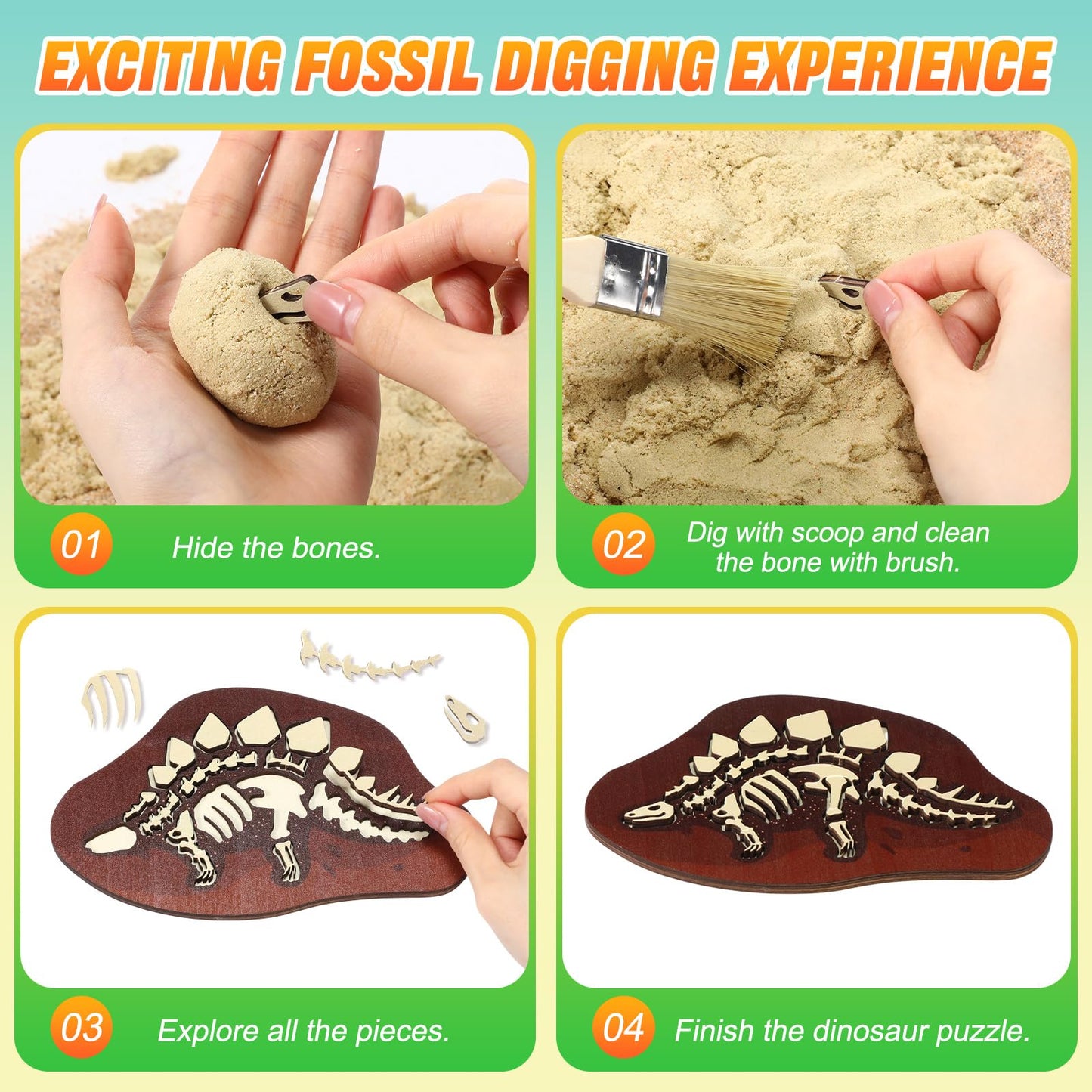 Jenaai Set of 47 Dinosaur Sensory Bin Dinosaur Sand Toy Dino Sensory Bin Box Storage Sandbox with Lid Sand for Winter Christmas DIY Making Kit Decorations Gifts Fillers Pretend Learning Activities