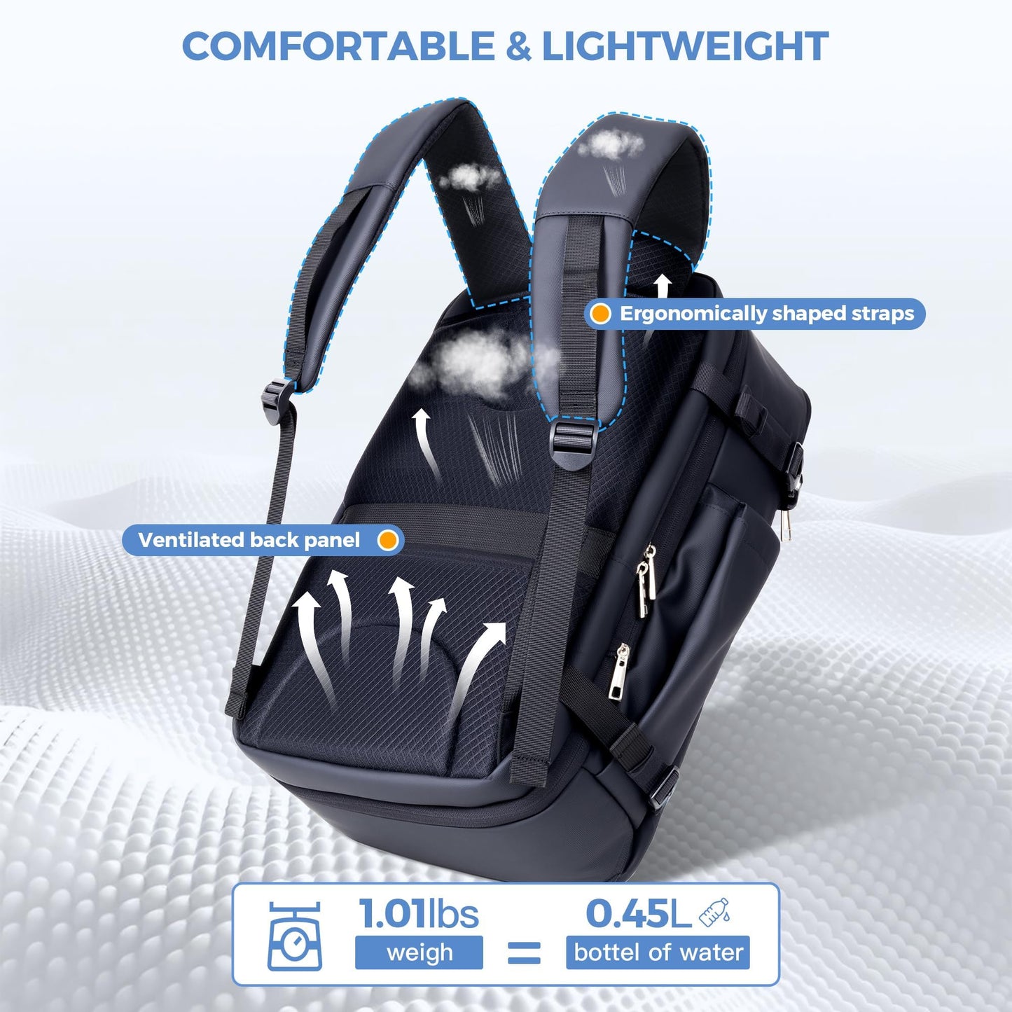 SHOWKOO Laptop Backpack for 17 Inch Laptop, 40L Expandable Large Capacity Backpack, TSA Carry On Travel Backpack with Padded Laptop Compartment, Water-Resistant College & Commuter Bag, Black