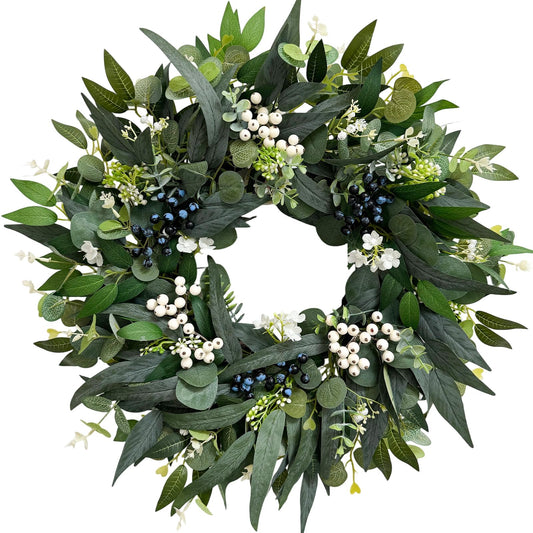 24'' Eucalyptus Wreaths for Front Door,Spring Summer Fall Winter Wreaths,Large Outdoor Greenery Wreaths for Porch,Wall,Holiday,Home Decor-Spring, Summer, Fall, Winter All Seasons
