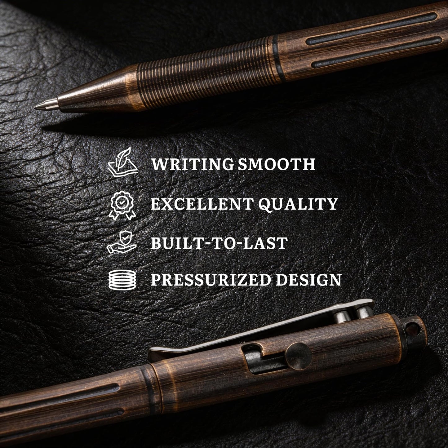 SMOOTHERPRO Titanium Bolt Action Pen Compatible with Pilot G2 Refill Stainless Steel Pocket Clip for EDC Signature Business Writing Journaling Stone Wash Black(RG341)