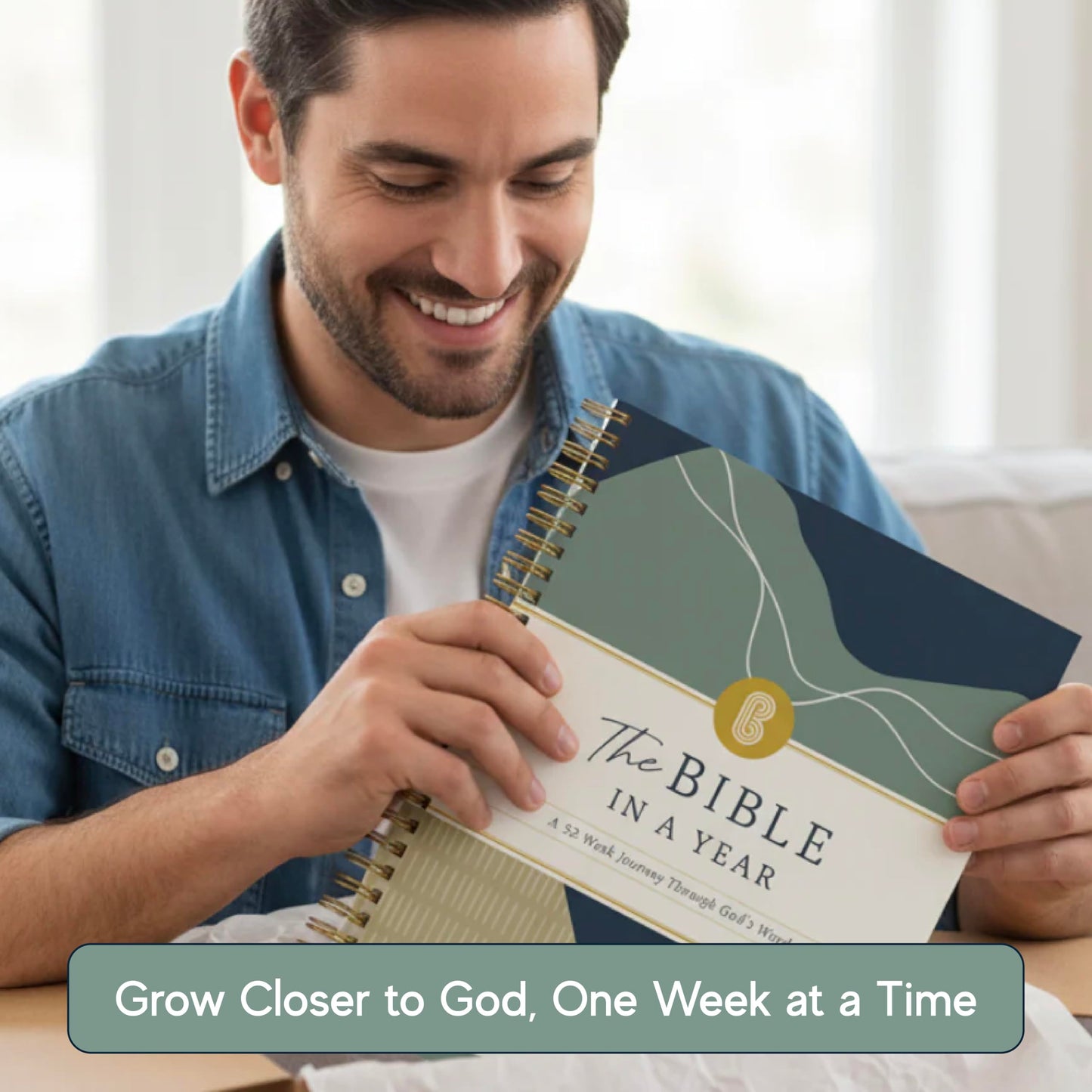 Official Spiral Bible The Bible in a Year | 52 Week Guided Bible Study & Daily Reading Plan | Spiritual Companion & Journal for Adults & Teens | 8.2in x 5.7in Notebook, 3.5in Margins for Notetaking (Mountains)