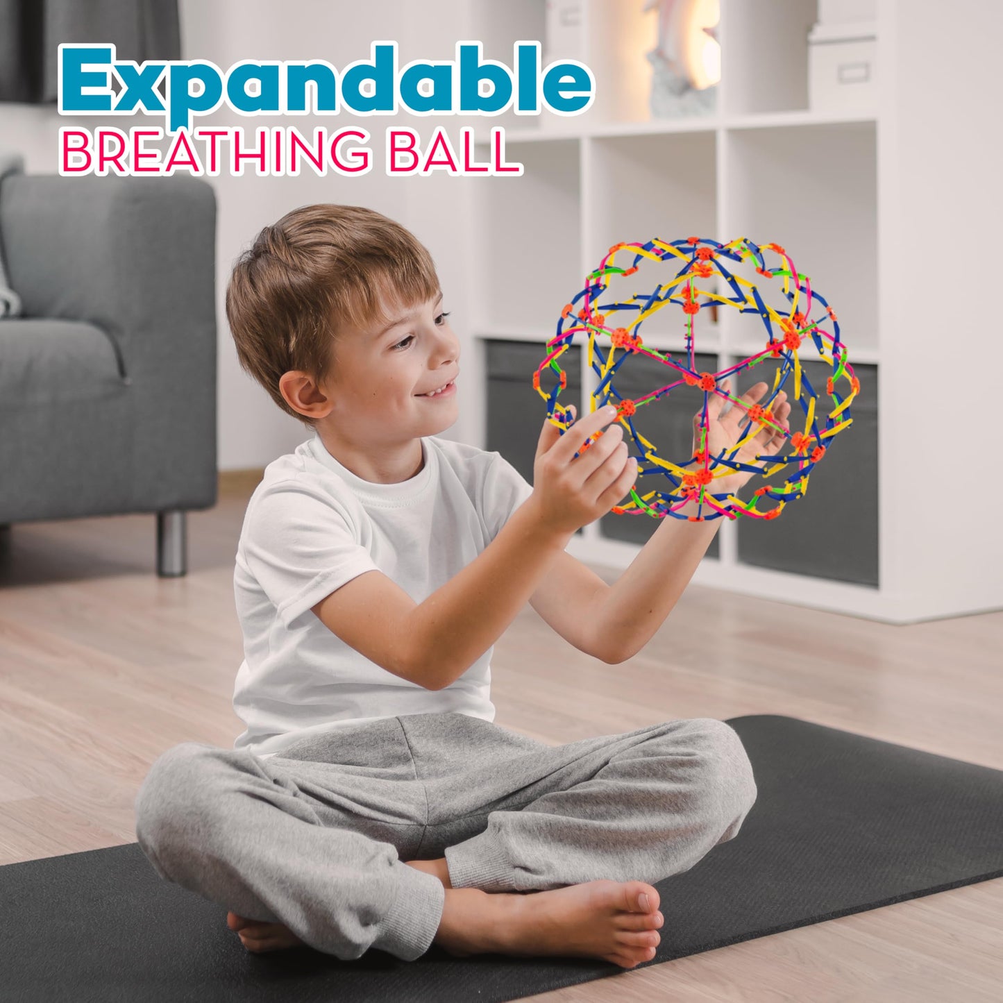 4E's Novelty Expandable Breathing Ball Sphere (4 Pack) Toy for Kids Stress Reliever Fidget Toys for Yoga Anxiety Relaxation Expands from 6" to 12"