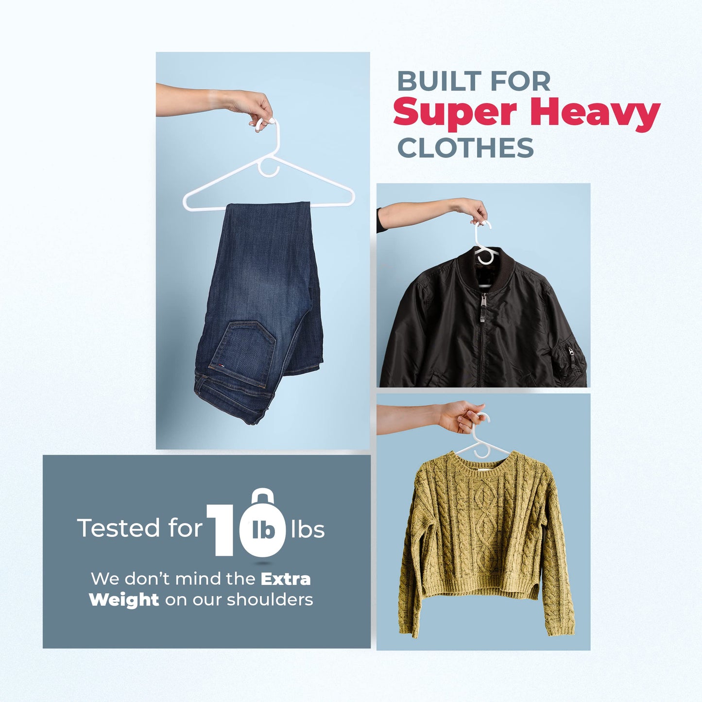 Neaties Super Heavy Duty Clothes Hangers 36 Pack – Made in The USA - 10lb Capacity, Thick Plastic Hangers for Pants, Coats, Jackets, Jeans and Adult Clothing – White