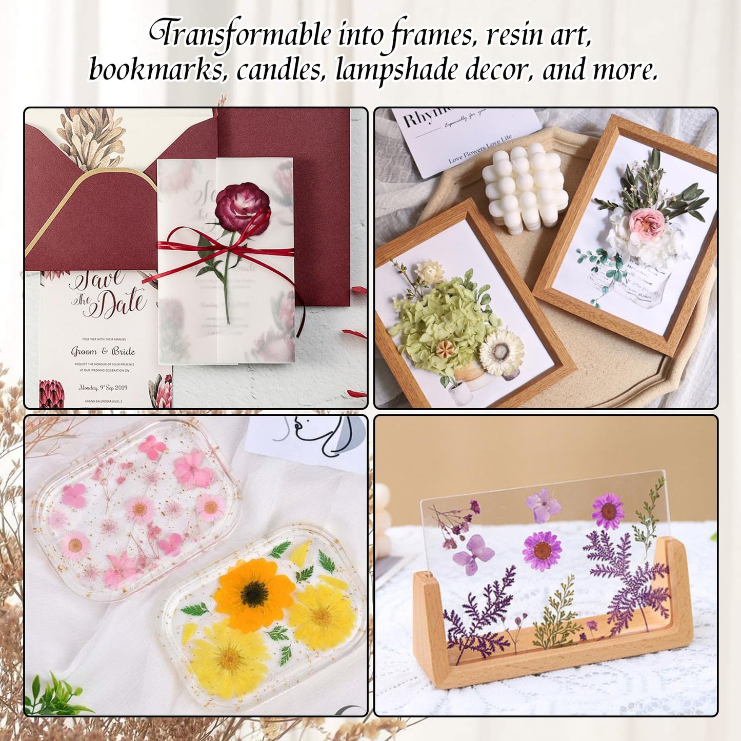 Foboull 10" x 10" Acrylic Flower Pressing Kit with Storage Bag and Detailed Instructions, Gift Flower Pressing Kit for Adults, DIY Plant Preservation