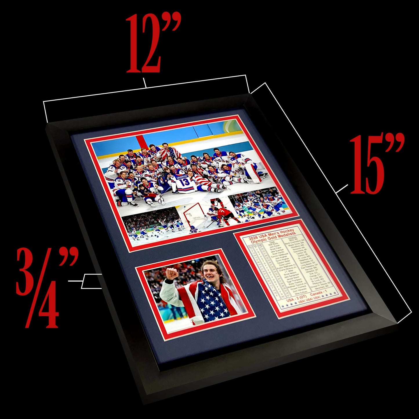 Legends Never Die 2026 USA Hockey Gold Medal Winners | Collectible Winter Olympics Ice Hockey Memorabilia | Framed Picture & Photo Collage Gift, Man Cave Wall Art, Home Decor | 2 Sizes (12"x15")
