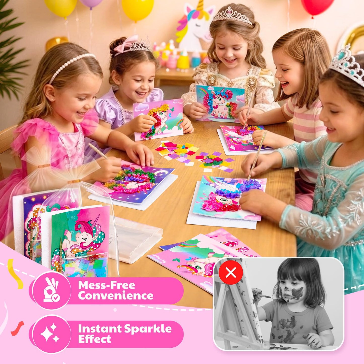 JoyCat 24 Pack Unicorn Poke Art Party Favors -Sticker Craft Kits for Kid, Mess-Free Art and Craft for Kids Ages 4 5 6 7 8 9, DIY Creative Activity, Classroom Prizes & Goodie Bag Easter Basket Stuffers