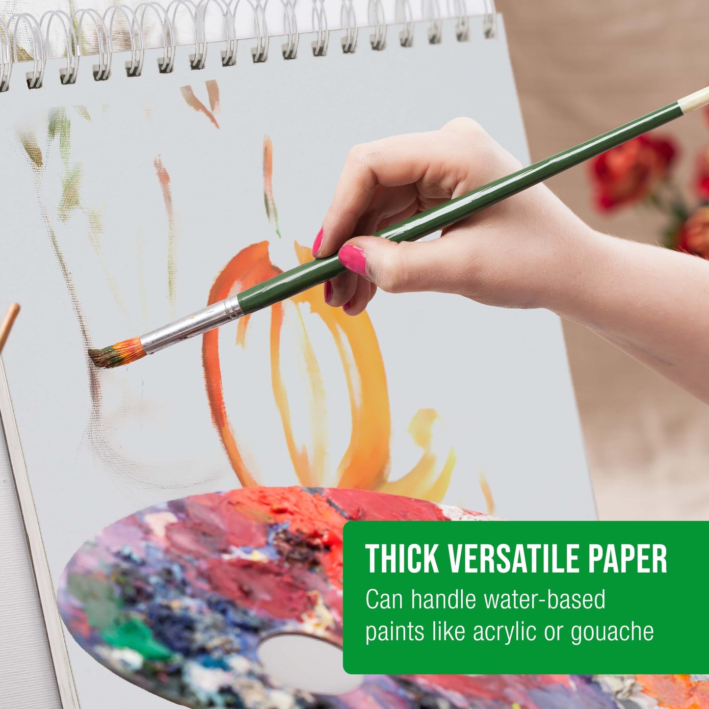 11 in. x 14 in. Spiral Binding Acrylic Painting Pad 400Gsm, 12 Sheets