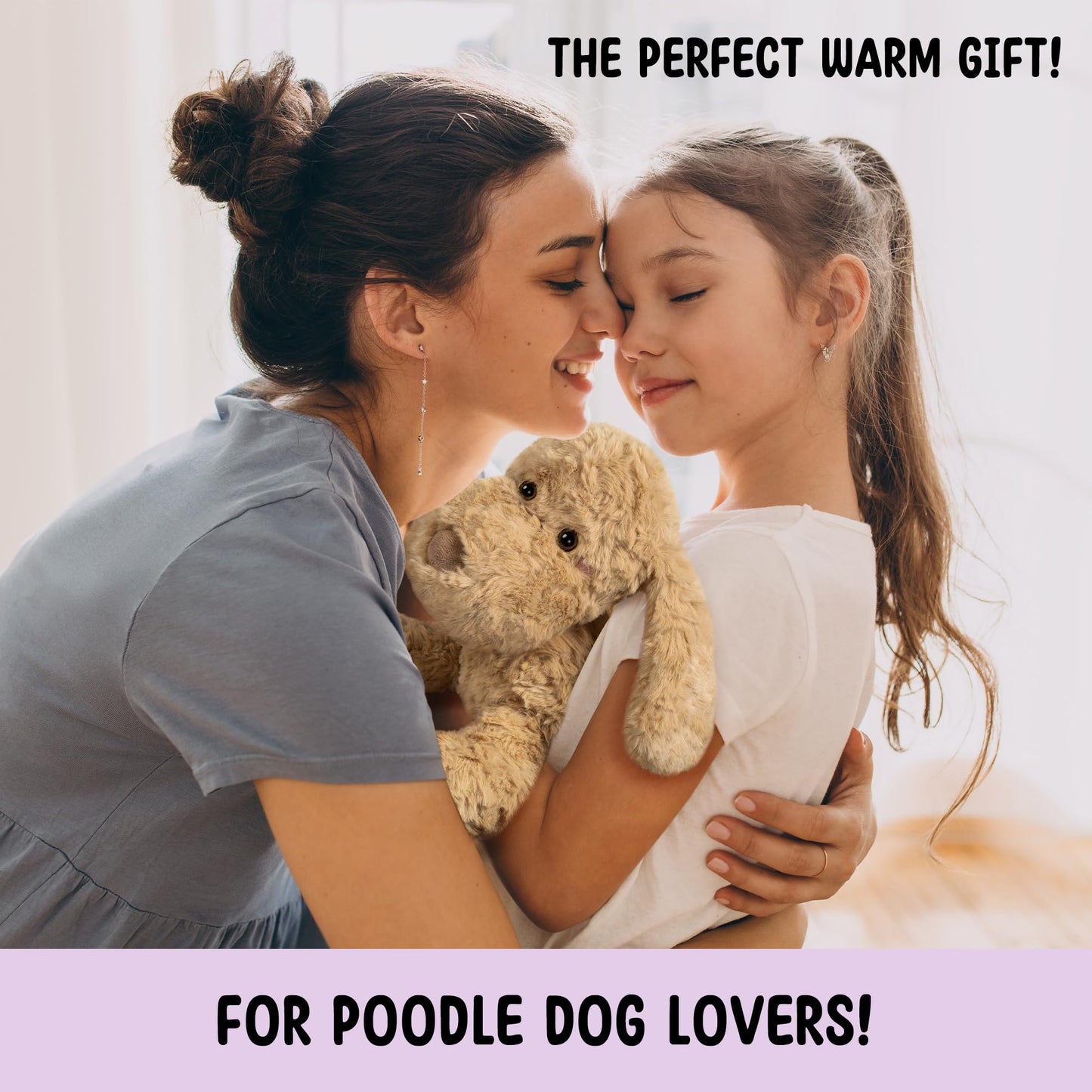 Happy Fuel Poodle Dog Microwavable & Weighted Stuffed Animals -1.5Lbs Unscented Heating Pad for Period Cramps Pain Relief and Anxiety, Cute Goldendoodle Plush Toys Gifts for Women Girls and Kids