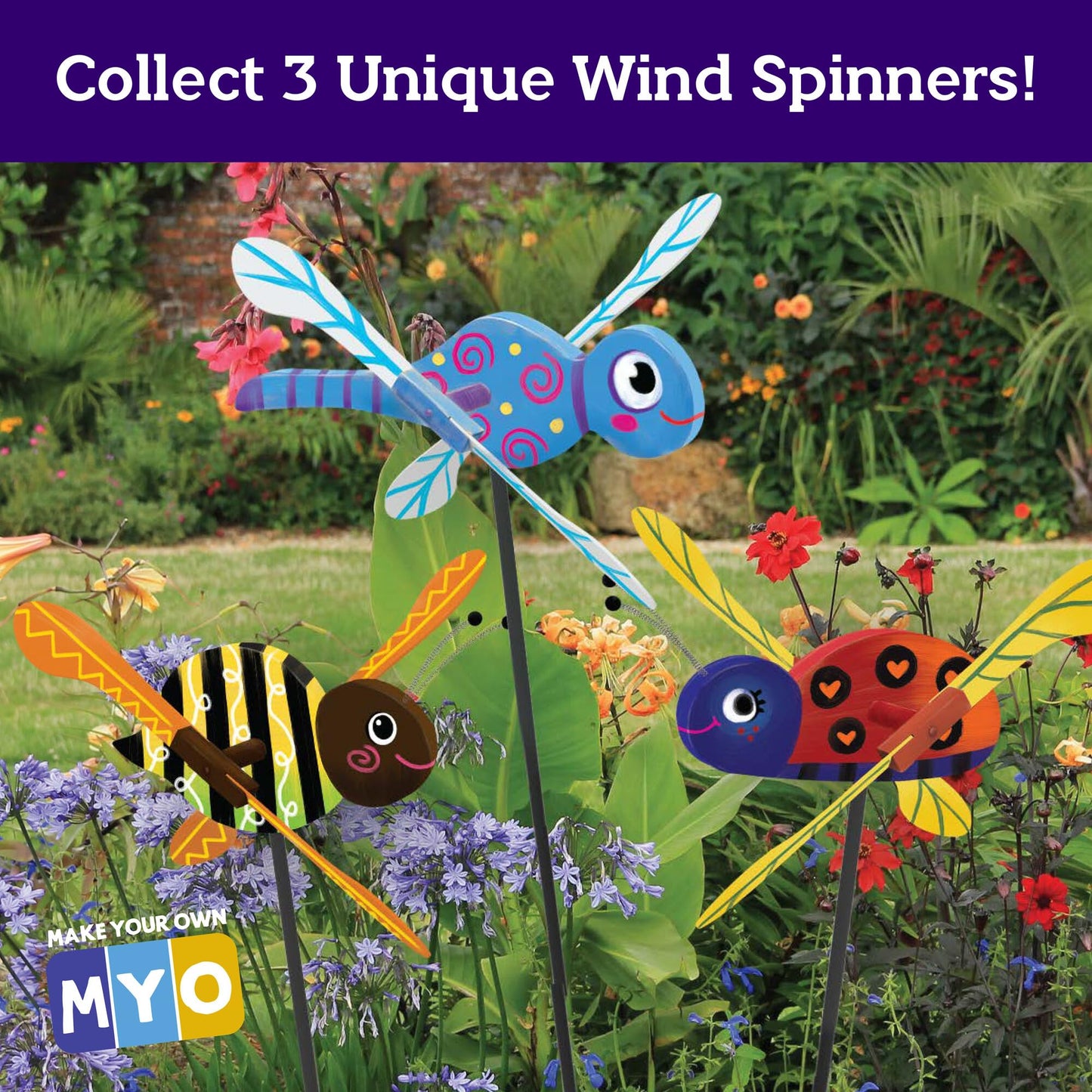 MindWare Make Your Own Bumble Bee Wind Spinner Wood Craft Kit - Build & Decorate for Ages 8 & Up