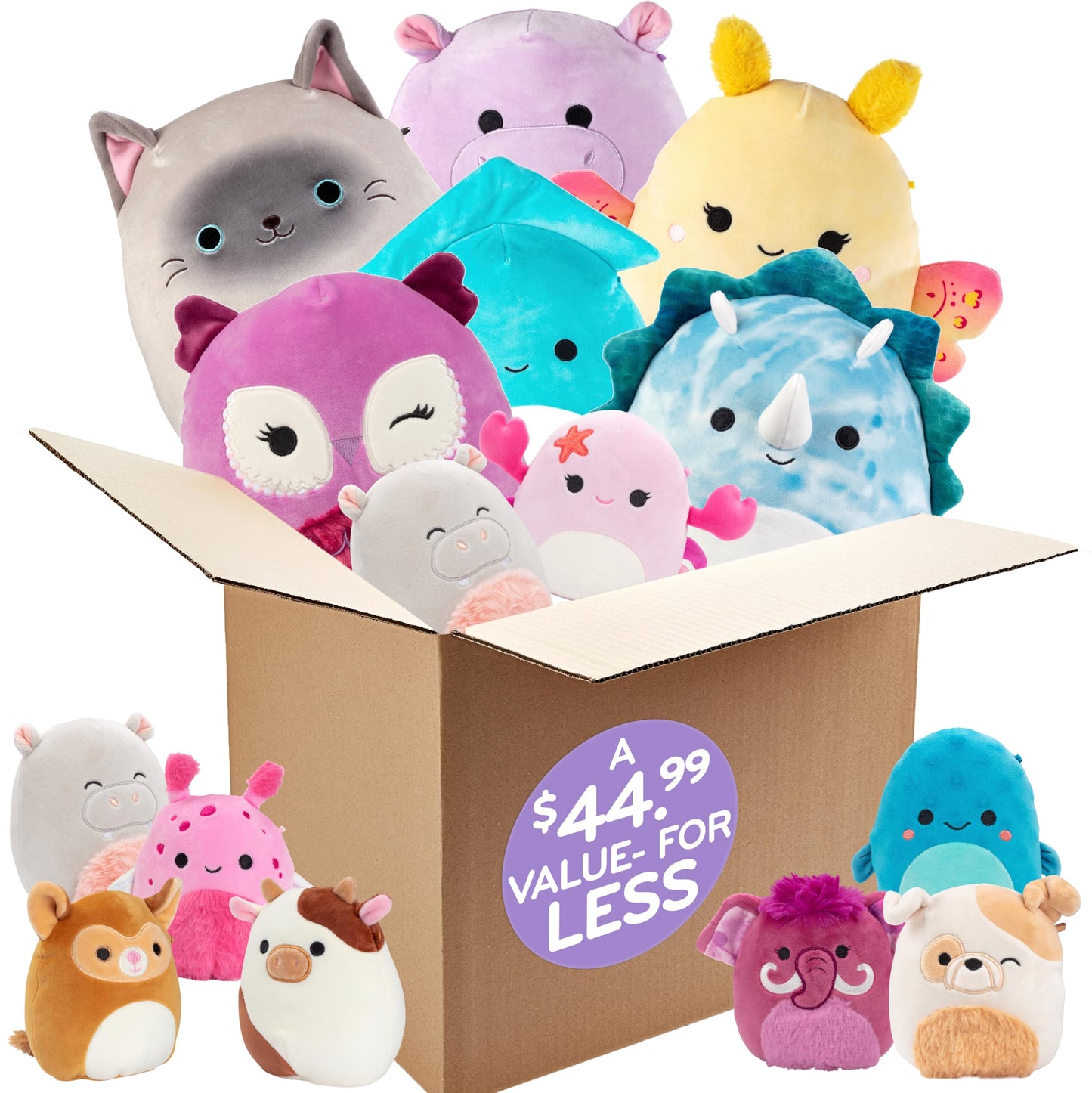 Squishmallows Mystery One 10" & Two 5" 3-Squish Value Pack - Get ONE Jumbo & Two Mini Jazwares Plush for Less - Collectible Soft & Squishy Stuffed Animal Toy - Gift Set for Kids, Girls & Boys