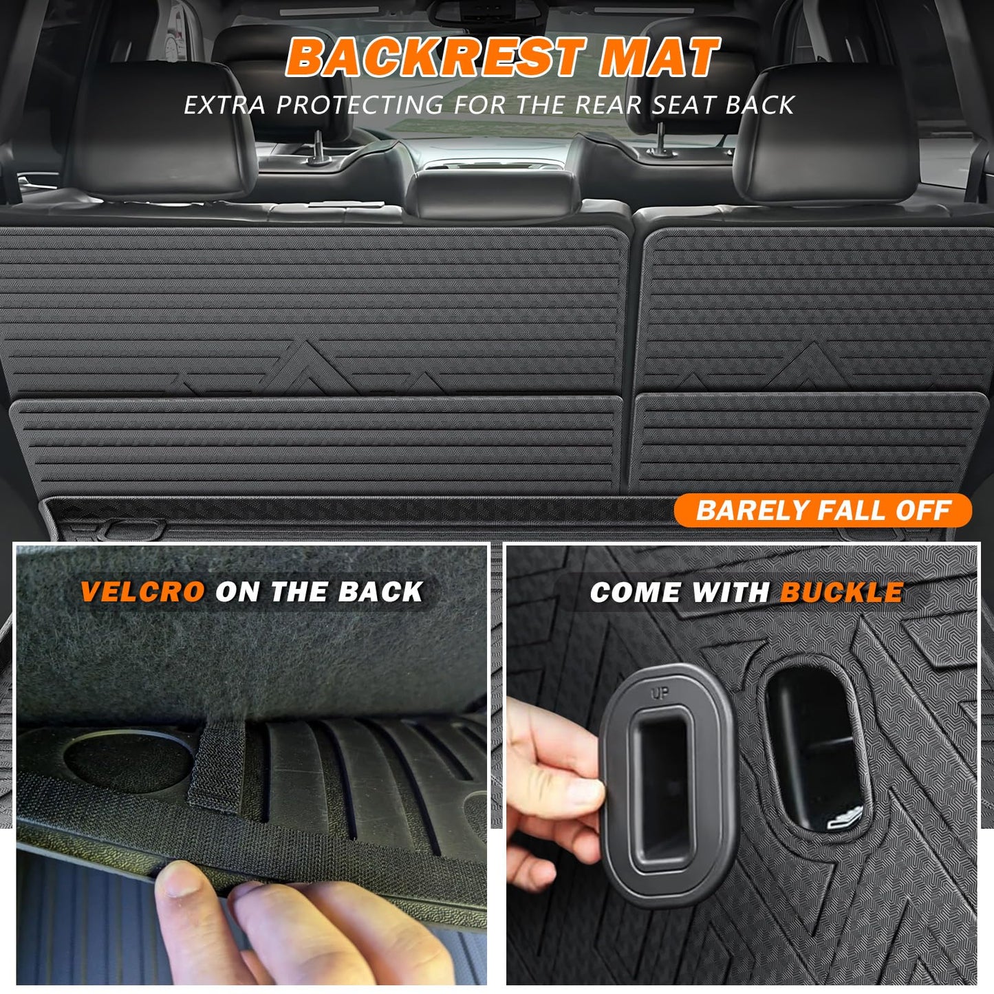 KUST Trunk Cargo Mat for Jeep Grand Cherokee 2011-2021, TPE Rubber Trunk Liner with Backrest Mat for Grand Cherokee Accessories All Weather Back Seat Protector Rear Cargo Liner Raised Edge