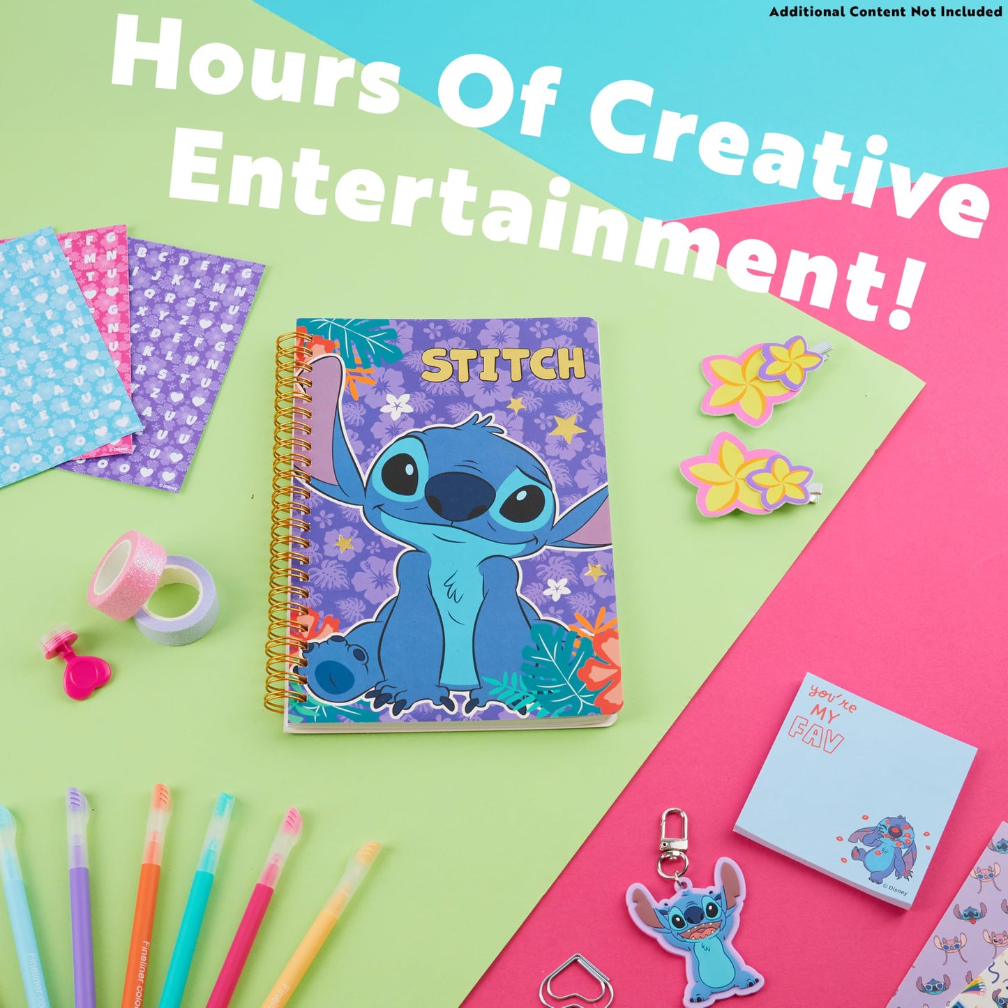Disney Stitch DIY Journal Kit For Girls Teens, Cute Arts and Crafts Kits, A5 Spiral Notebook, Hair Clips, Pens, Sticker Sheets Stitch Gifts