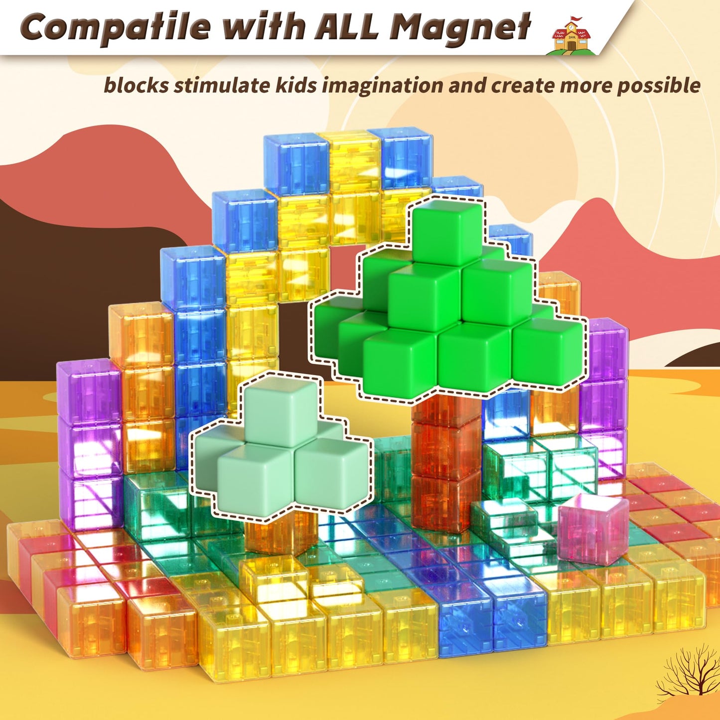 99pcs Magnetic Blocks, Gifts for 3 4 5 6 Year Old, Magnet Building Blocks for Toddlers, Girls & Boys, Sensory - Montessori - Autism - Magnetic Toys for Kids Ages 3-5 4-8